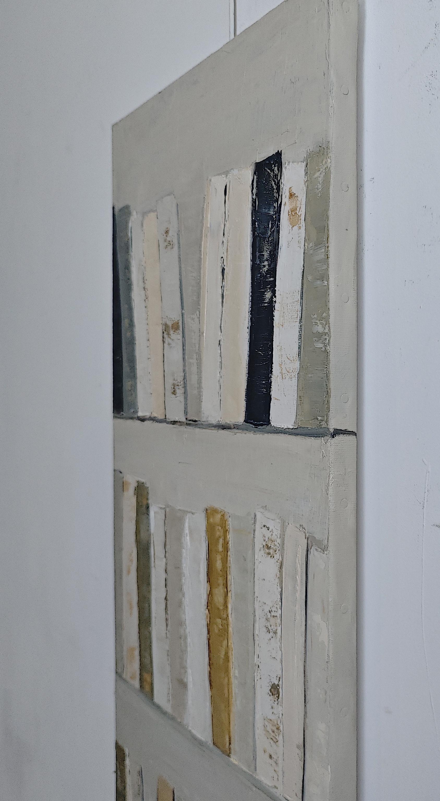 Mémoires Écrites , Biblioteca,  Astratto, Beige, olio su tela, contemporaneo francese in vendita 12