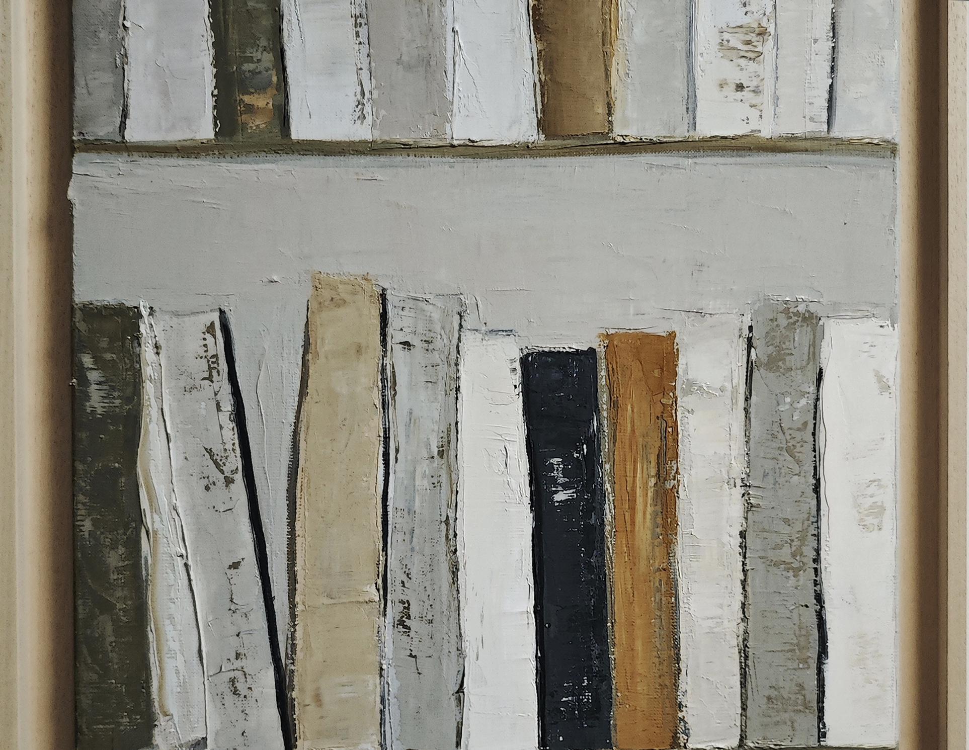 Mémoires Écrites , Biblioteca,  Astratto, Beige, olio su tela, contemporaneo francese in vendita 10