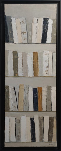 Mémoires Écrites , Biblioteca,  Astratto, Beige, olio su tela, contemporaneo francese