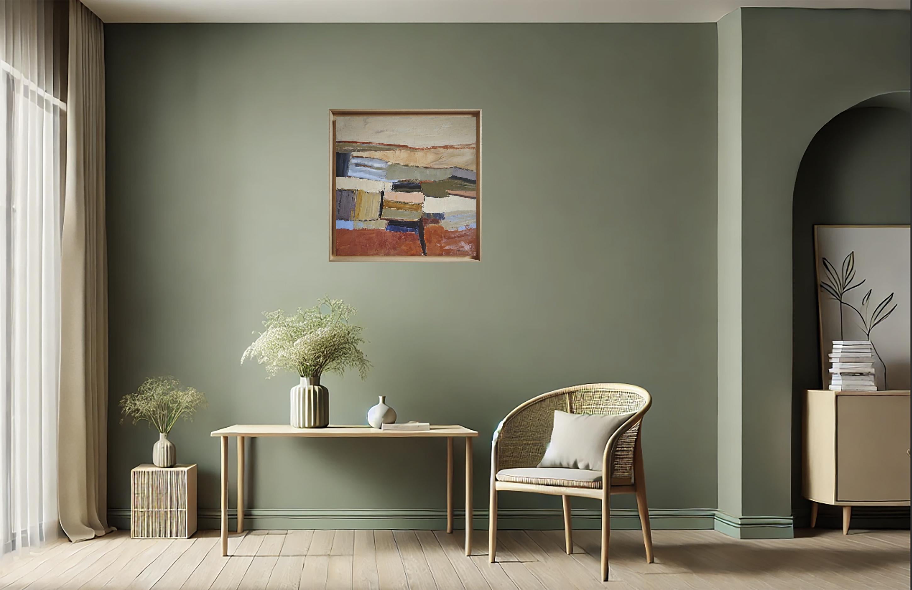 Mineral Breath - Zeitgenössische abstrakte Ölgemälde - Strukturierte Landschaft Französisch (Braun), Abstract Painting, von SOPHIE DUMONT