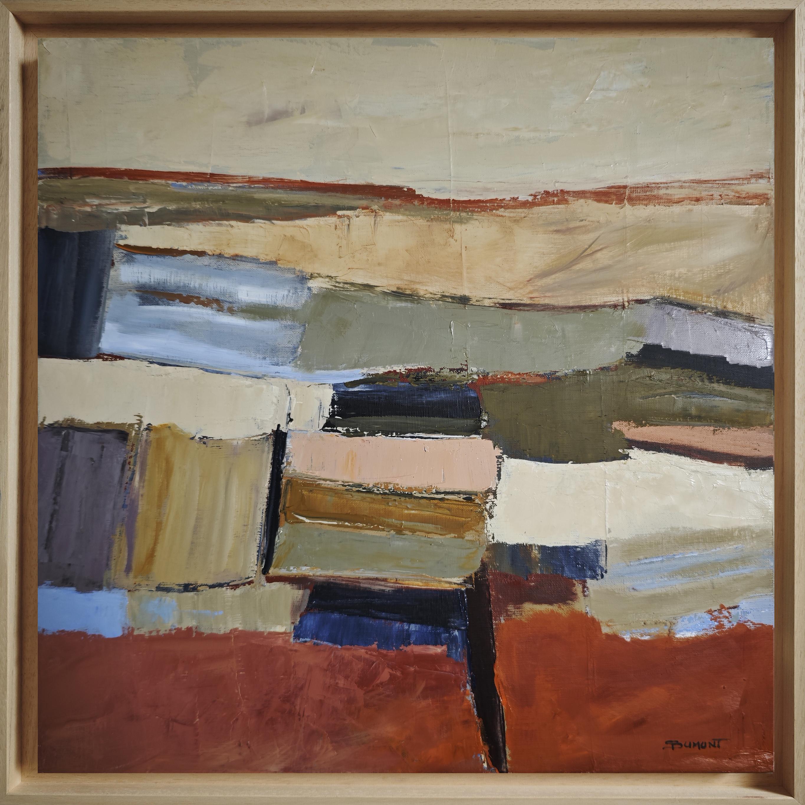 Mineral Breath - Zeitgenössische abstrakte Ölgemälde - Strukturierte Landschaft Französisch (Geometrische Abstraktion), Painting, von SOPHIE DUMONT