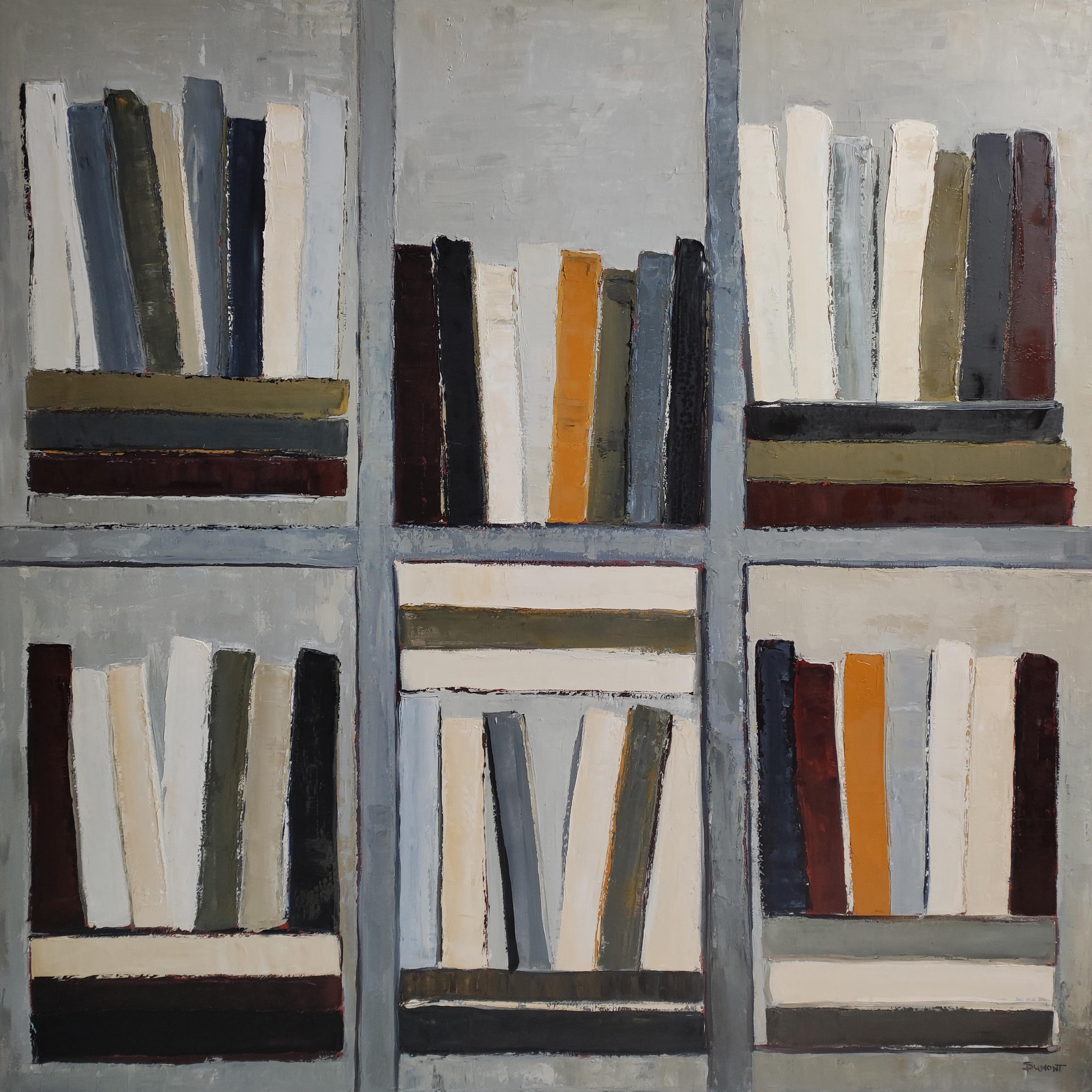 Monumental Abstract Library Painting – Oil on Canvas – The Citadel of Books 2025