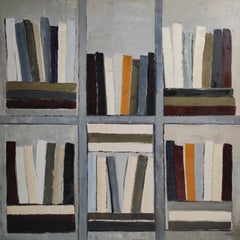 Monumental Abstract Library Painting – Oil on Canvas – The Citadel of Books 2025