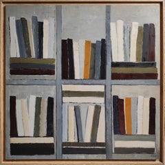Monumental Abstract Library Painting – Oil on Canvas – The Citadel of Books 2025