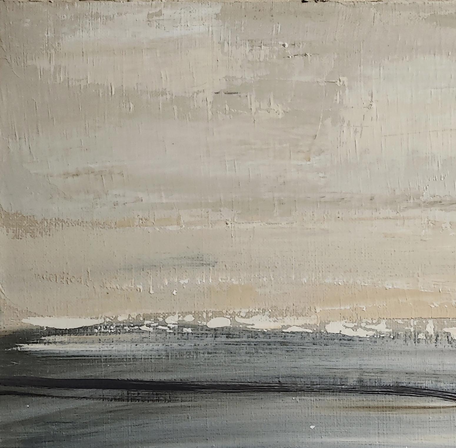 Foschia mattutina, Paesaggio astratto, Contemporaneo, Moderno, Francese, Grigio, Grigio. in vendita 4