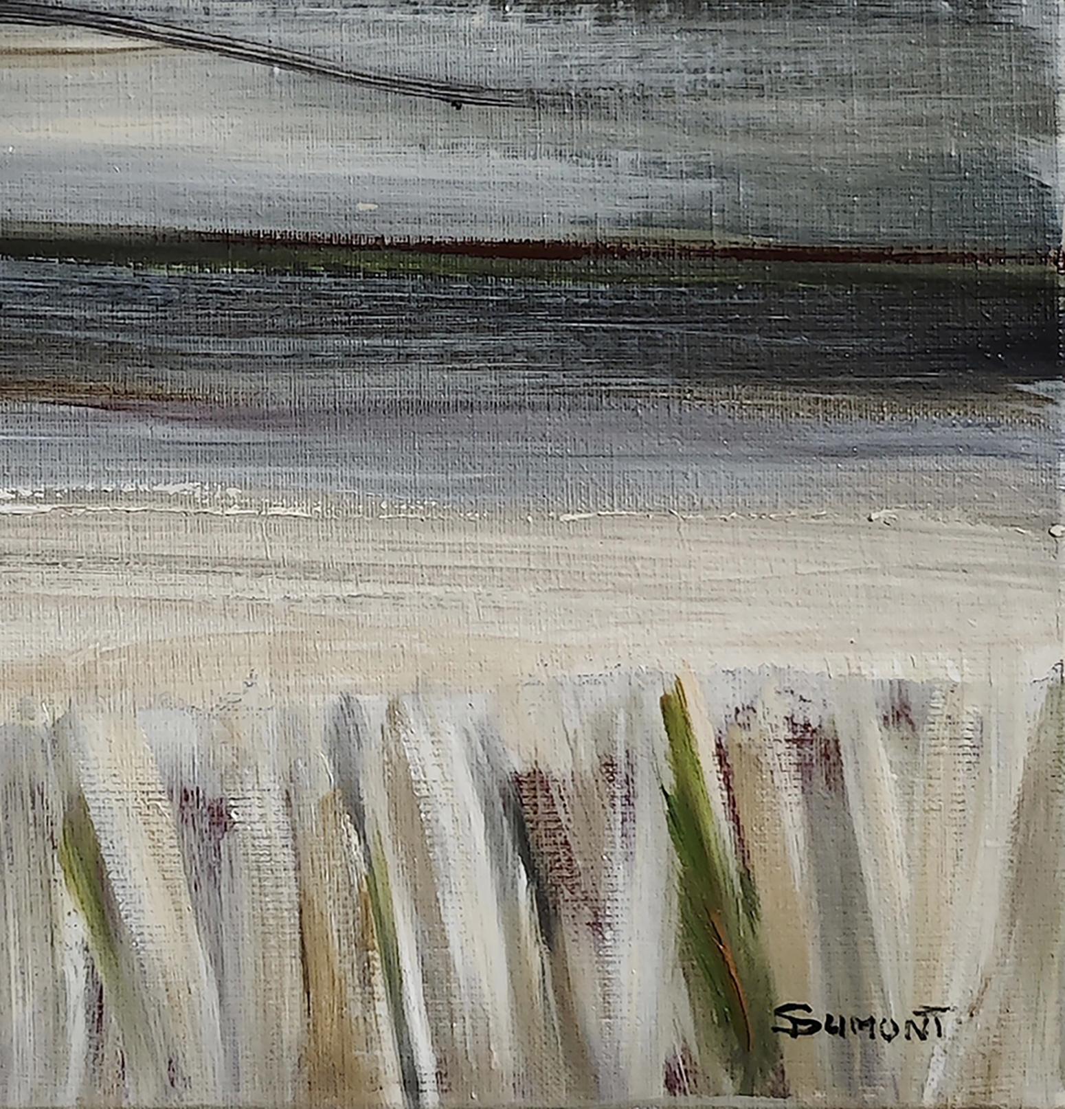 Foschia mattutina, Paesaggio astratto, Contemporaneo, Moderno, Francese, Grigio, Grigio. in vendita 5