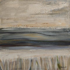 Morning mist, Abstract Landscape, Contemporary, Modern, French, Tan, Minimalist