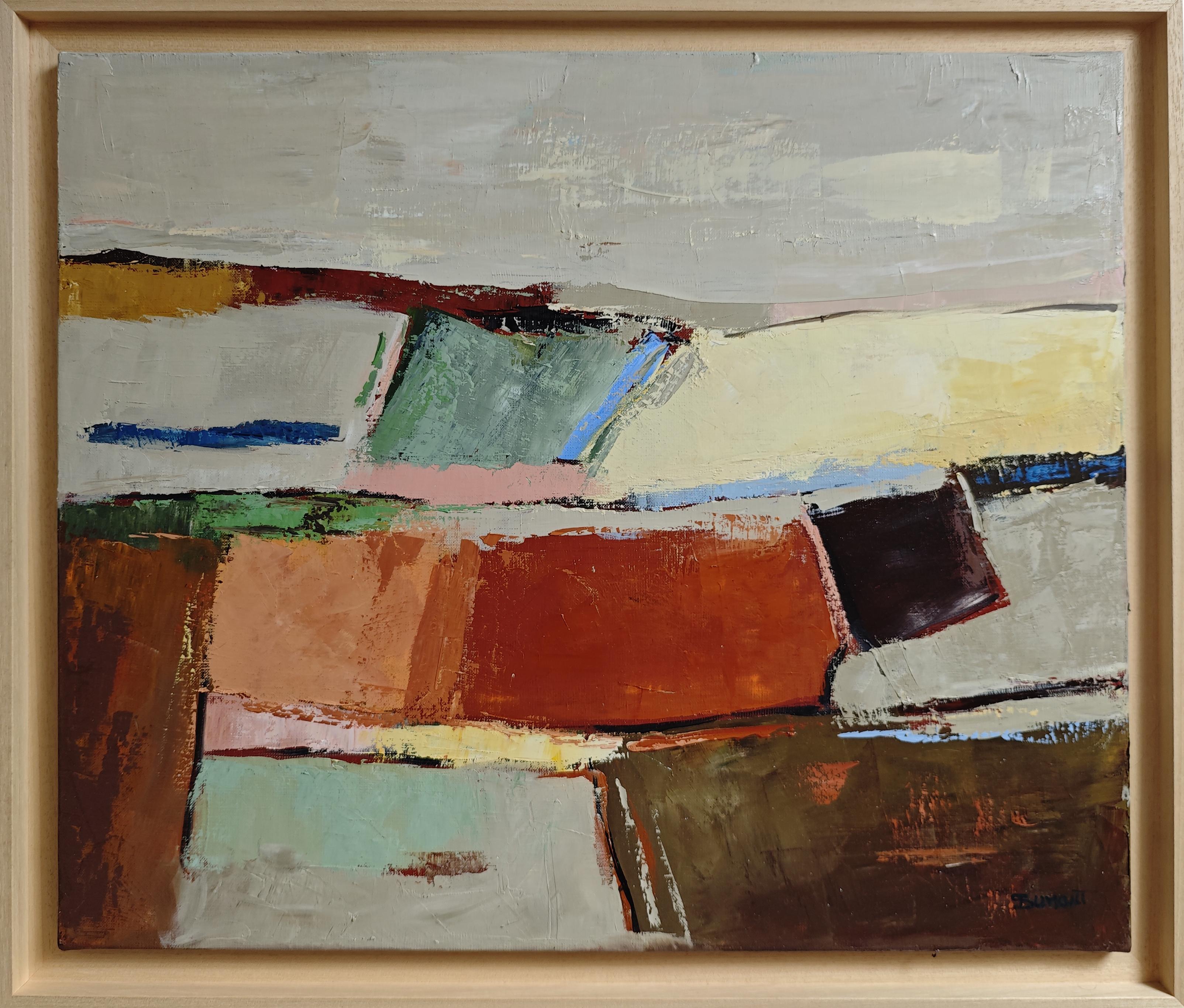 Morphologie d'un paysage- Abstrakte Landschaft, Zeitgenössische, Französische Kunst, Ölkunst – Painting von SOPHIE DUMONT