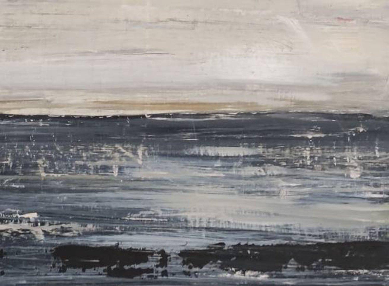 madreperla, mare, nero, semi astratto, olio su tela, cielo, espressionismo 2