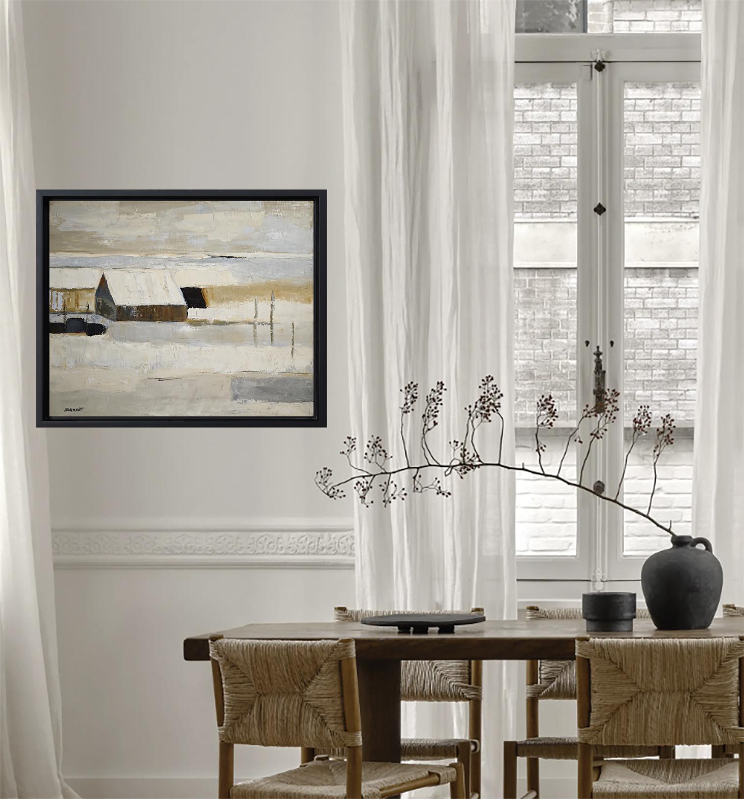 Neige, óleo sobre lienzo, Abstracto, Paisaje invernal, expresionismo, Contemporáneo - Painting de SOPHIE DUMONT