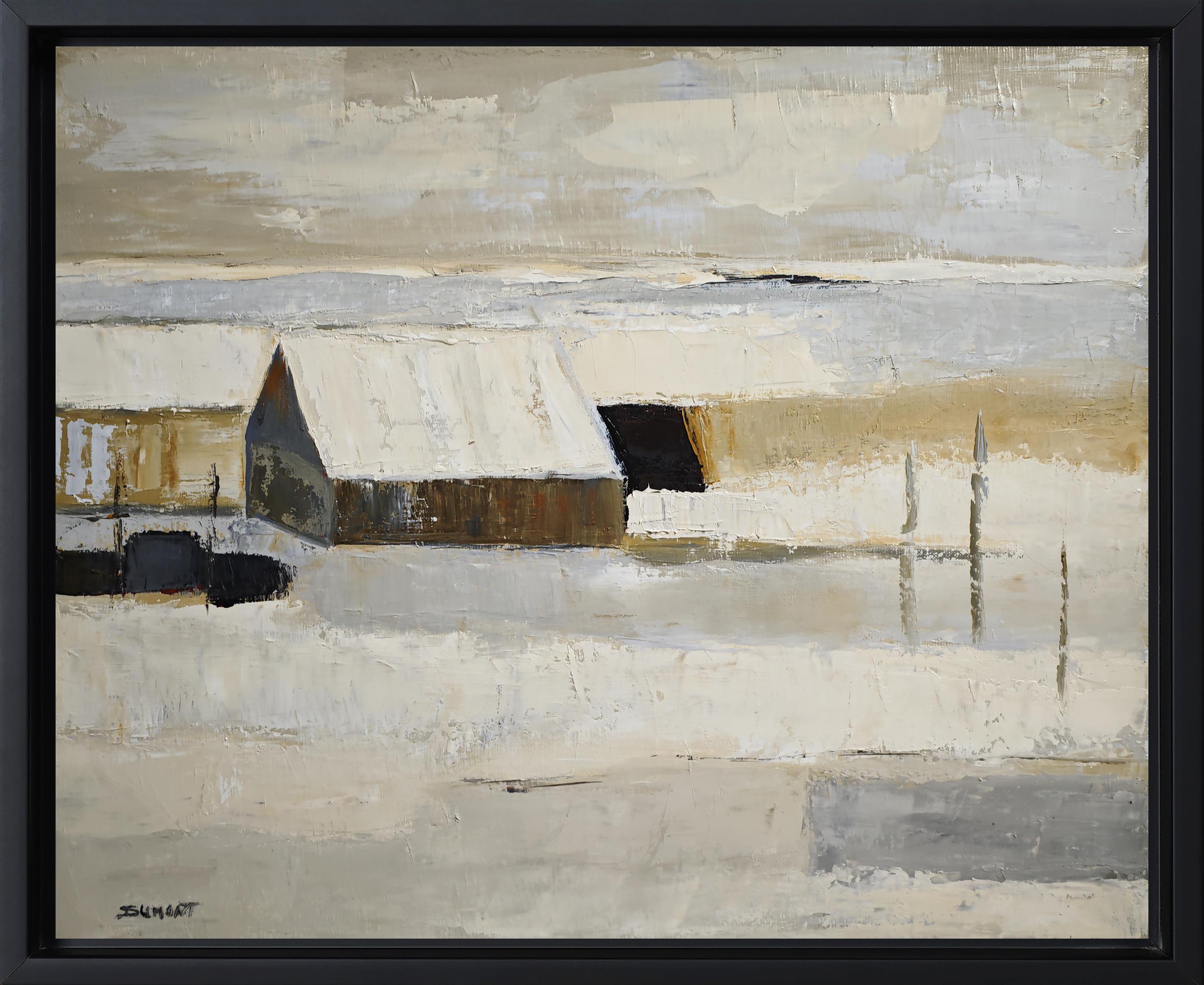 Abstract Painting de SOPHIE DUMONT - Neige, óleo sobre lienzo, Abstracto, Paisaje invernal, expresionismo, Contemporáneo