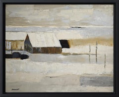 Neige, huile sur toile, Abstrait, Paysage d'hiver, expressionnisme, Contemporary