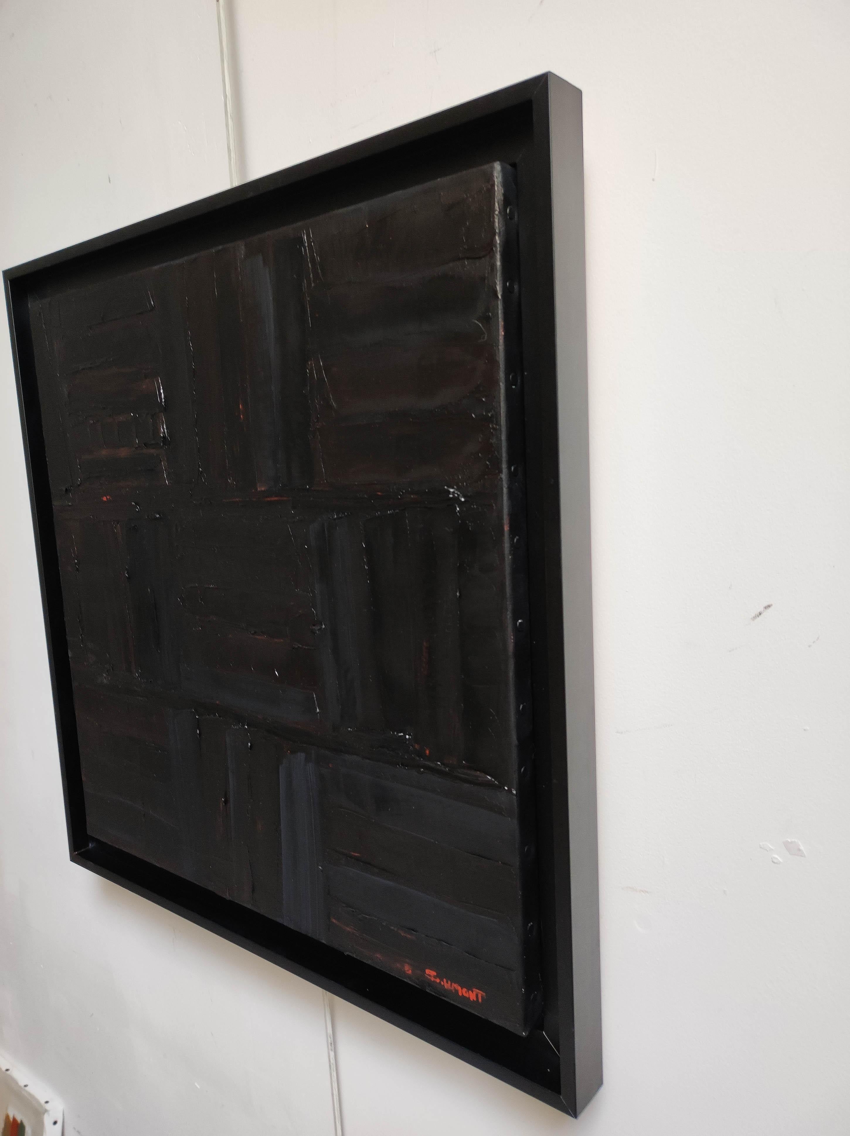 nightfall, oil, black abstract; library,  books, contempory art, minimalism For Sale 2