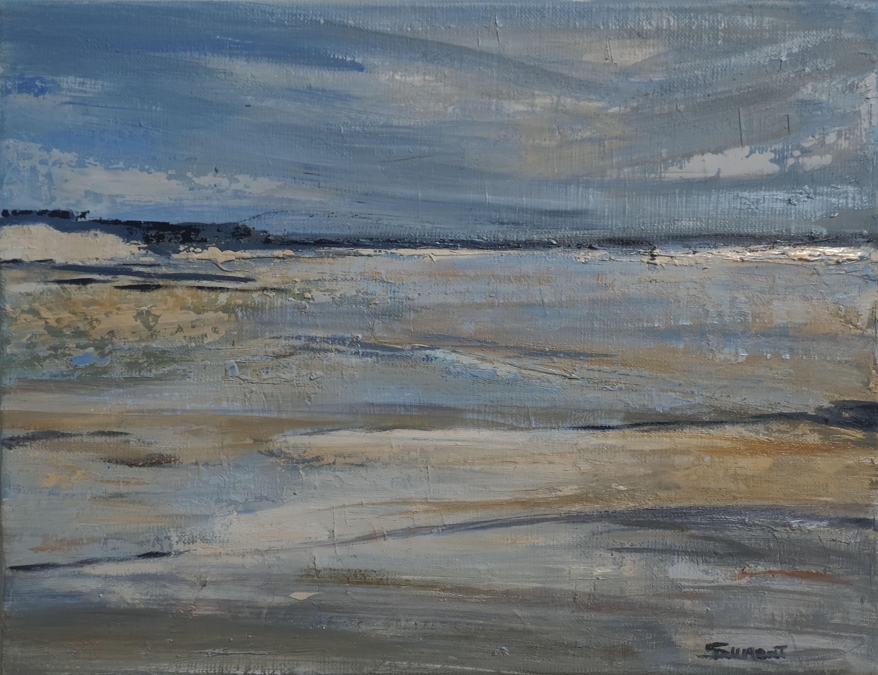 norman beach, blue seaside, abstract, oil on canvas, sky, expressionism, beach For Sale 3