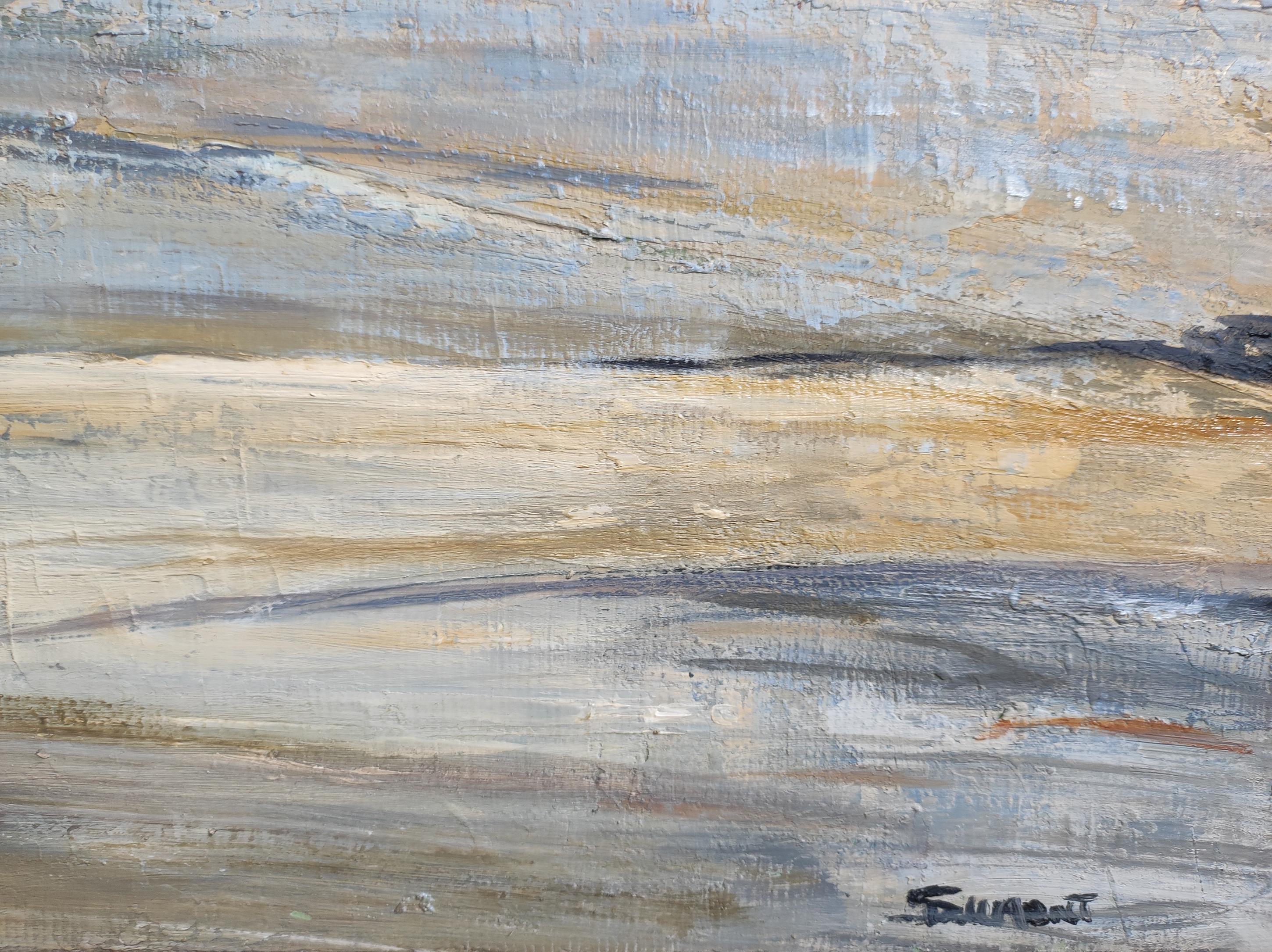 norman beach, blue seaside, abstract, oil on canvas, sky, expressionism, beach For Sale 6