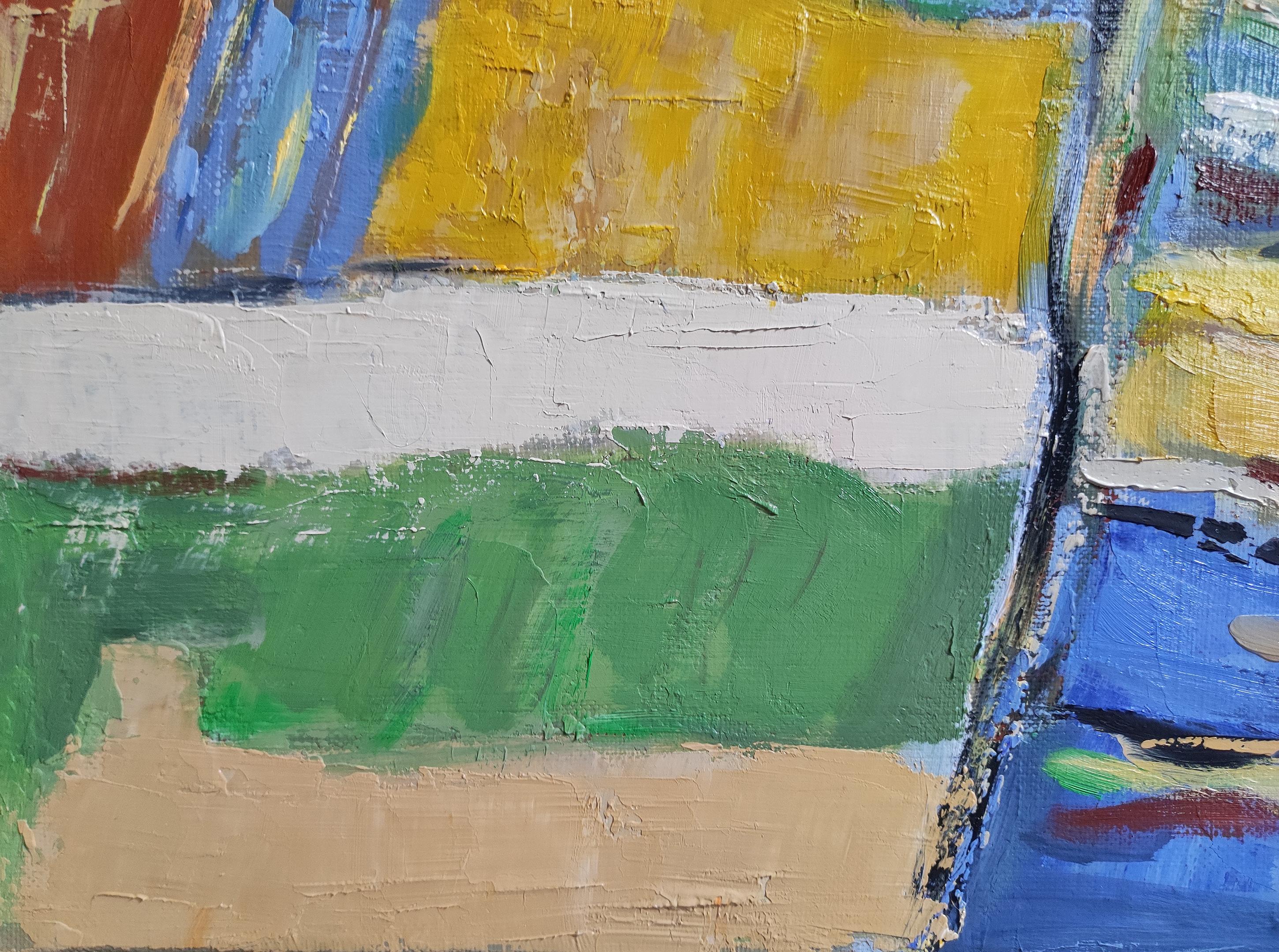 Normandia, Paesaggio astratto blu, Olio su tela, Multicolore, Espressionismo in vendita 5