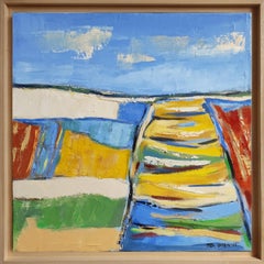 Normandia, Paesaggio astratto blu, Olio su tela, Multicolore, Espressionismo