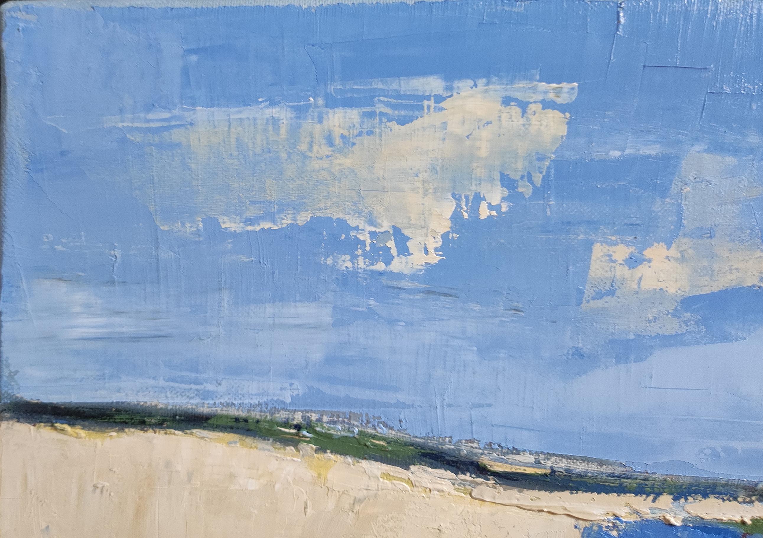 Normandia, Paesaggio astratto blu, Olio su tela, Multicolore, Espressionismo in vendita 4