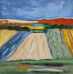 Normandy , landscape, oil on canvas, expressionism, multicolor, french, fields