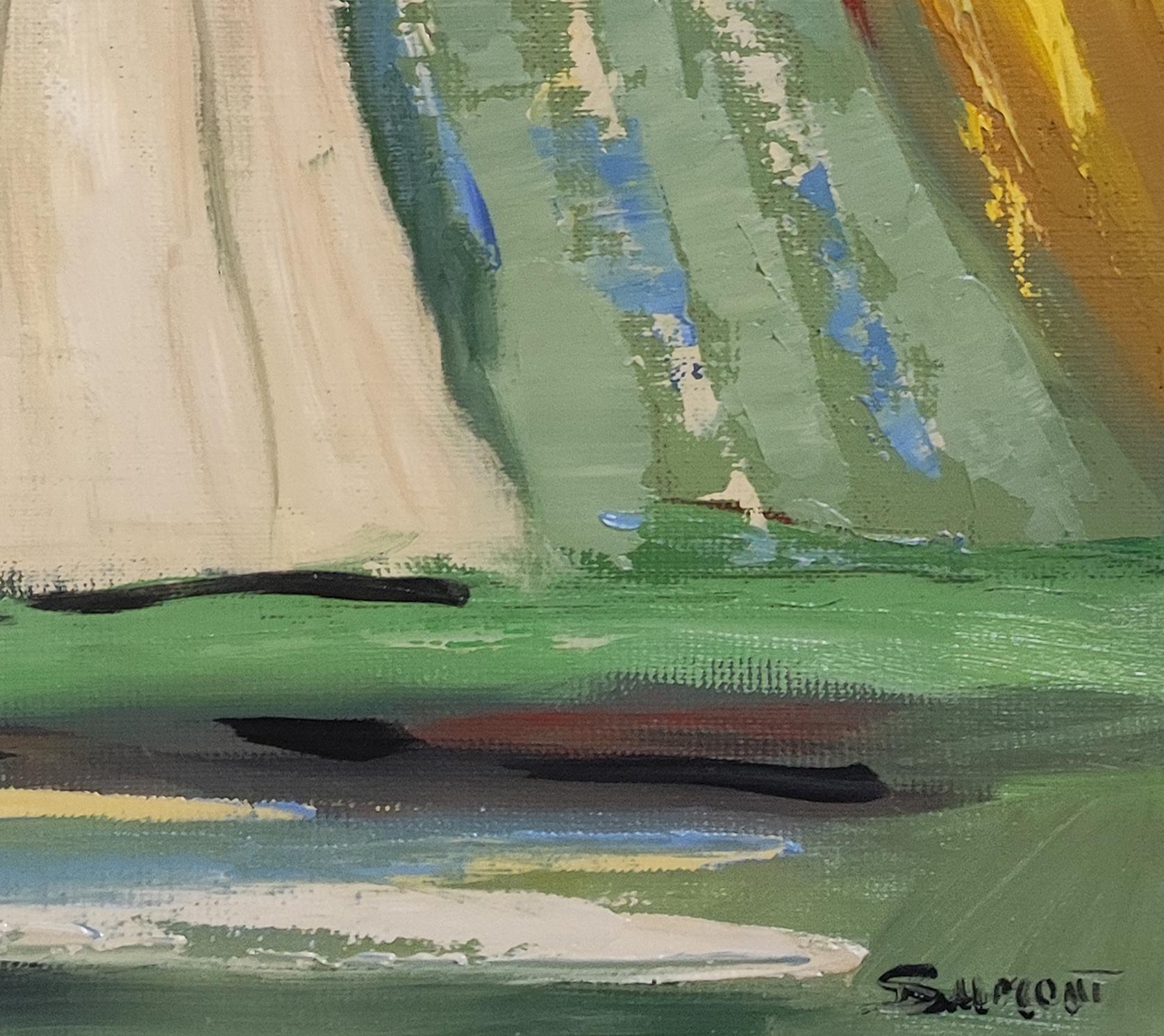 Normandy , Landschaft, Öl auf Leinwand, Expressionismus, Multicolor, Französisch, Felder im Angebot 3