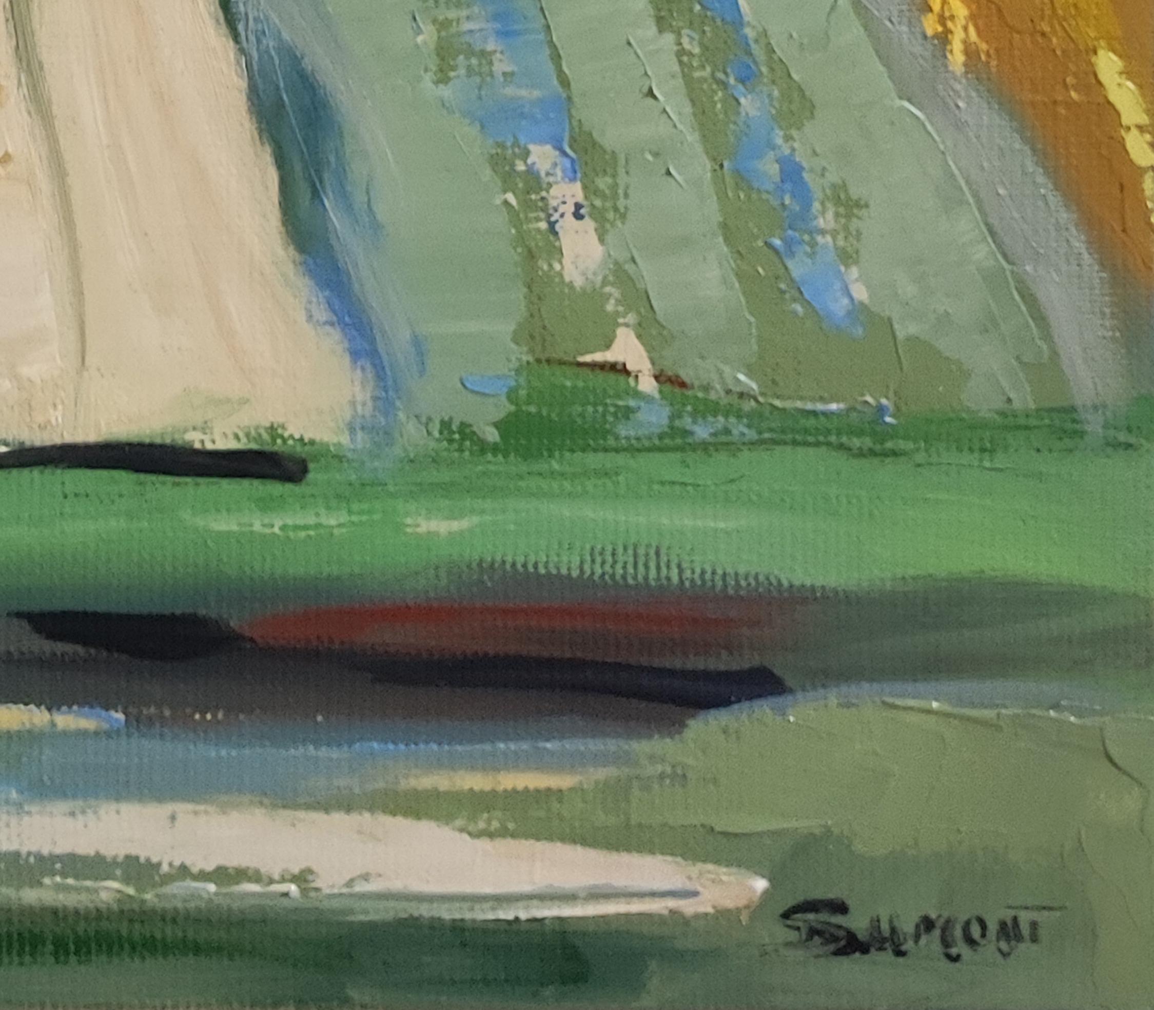 Normandia , paesaggio, olio su tela, espressionismo, multicolore, francese, campi in vendita 2