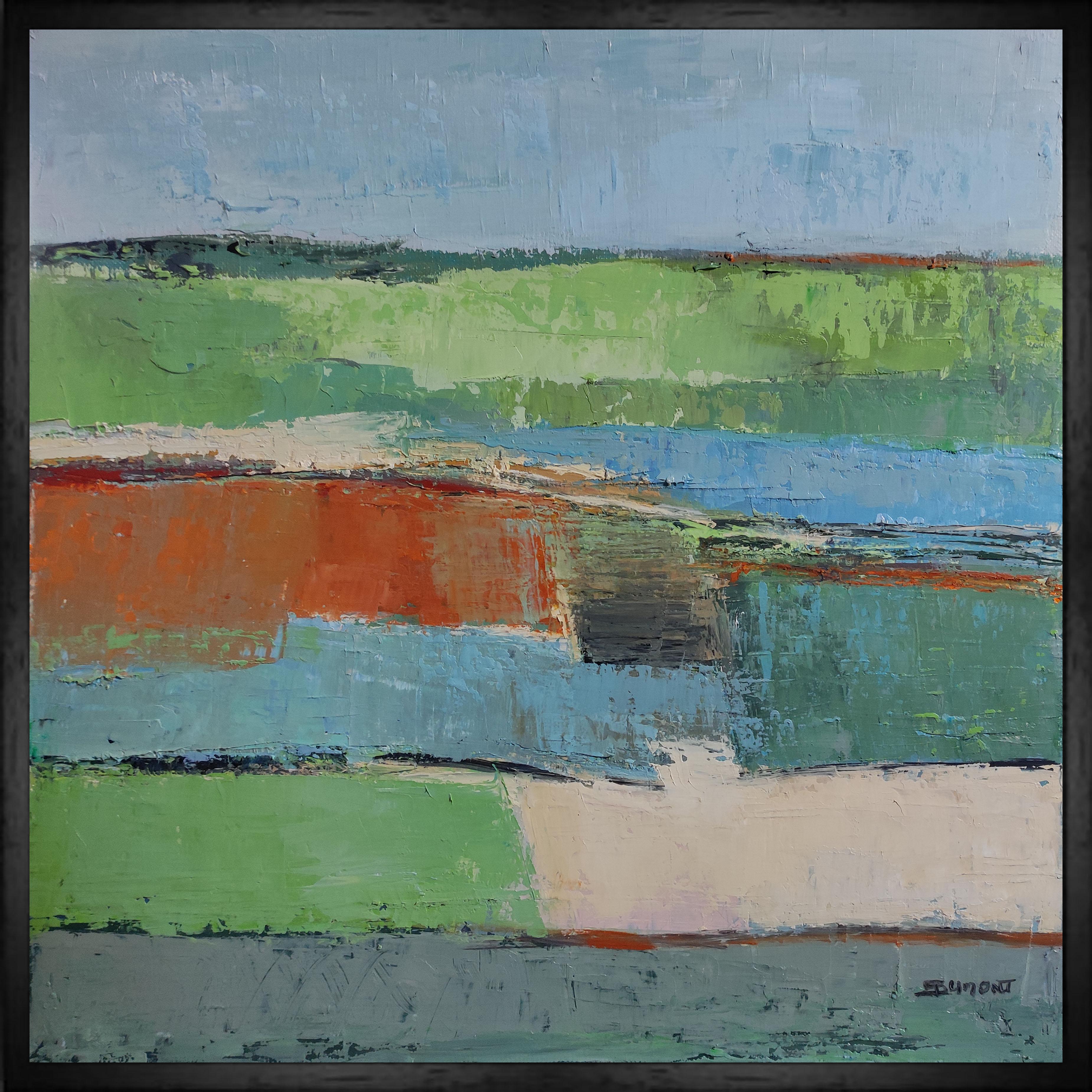 Nuances ; paysage abstrait, huile sur toile 40 x 40 cm