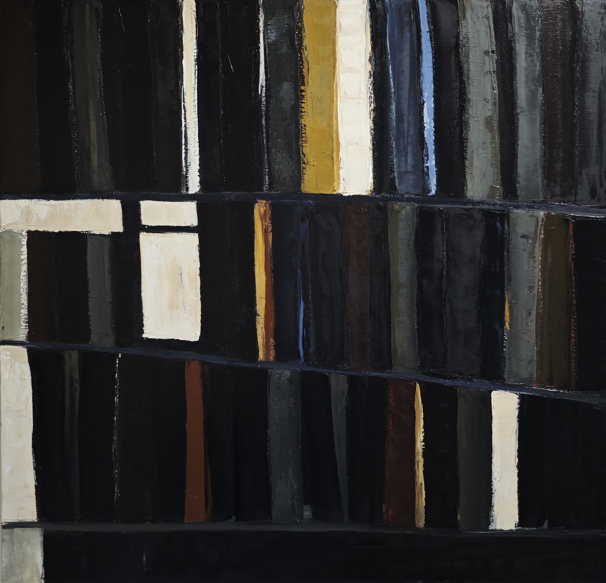 Obscura- Large Abstract Library – Oil on linen canvas –Contemporary, French art - Abstract Geometric Painting by SOPHIE DUMONT