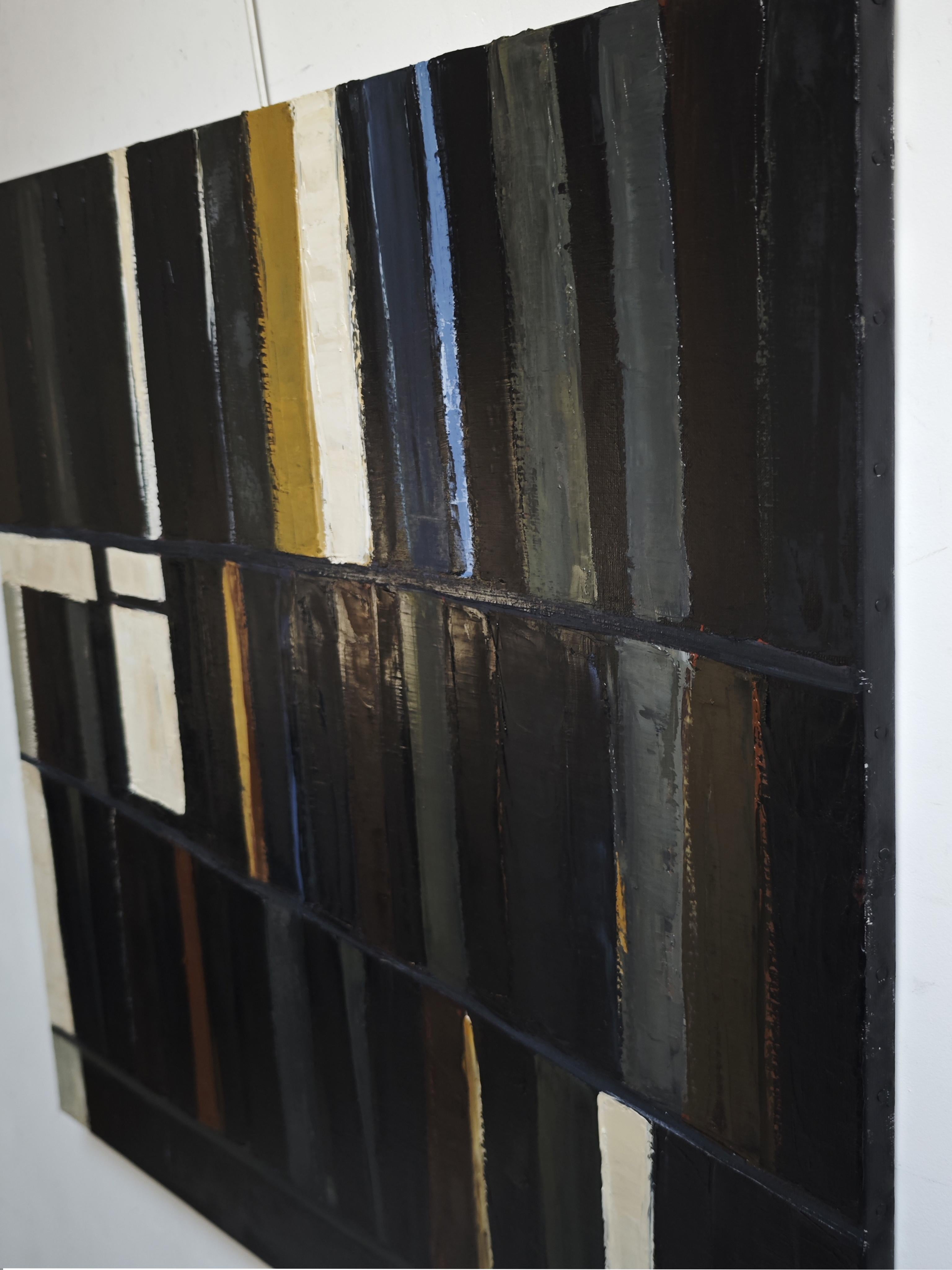 Obscura- Large Abstract Library – Oil on linen canvas –Contemporary, French art - Black Abstract Painting by SOPHIE DUMONT