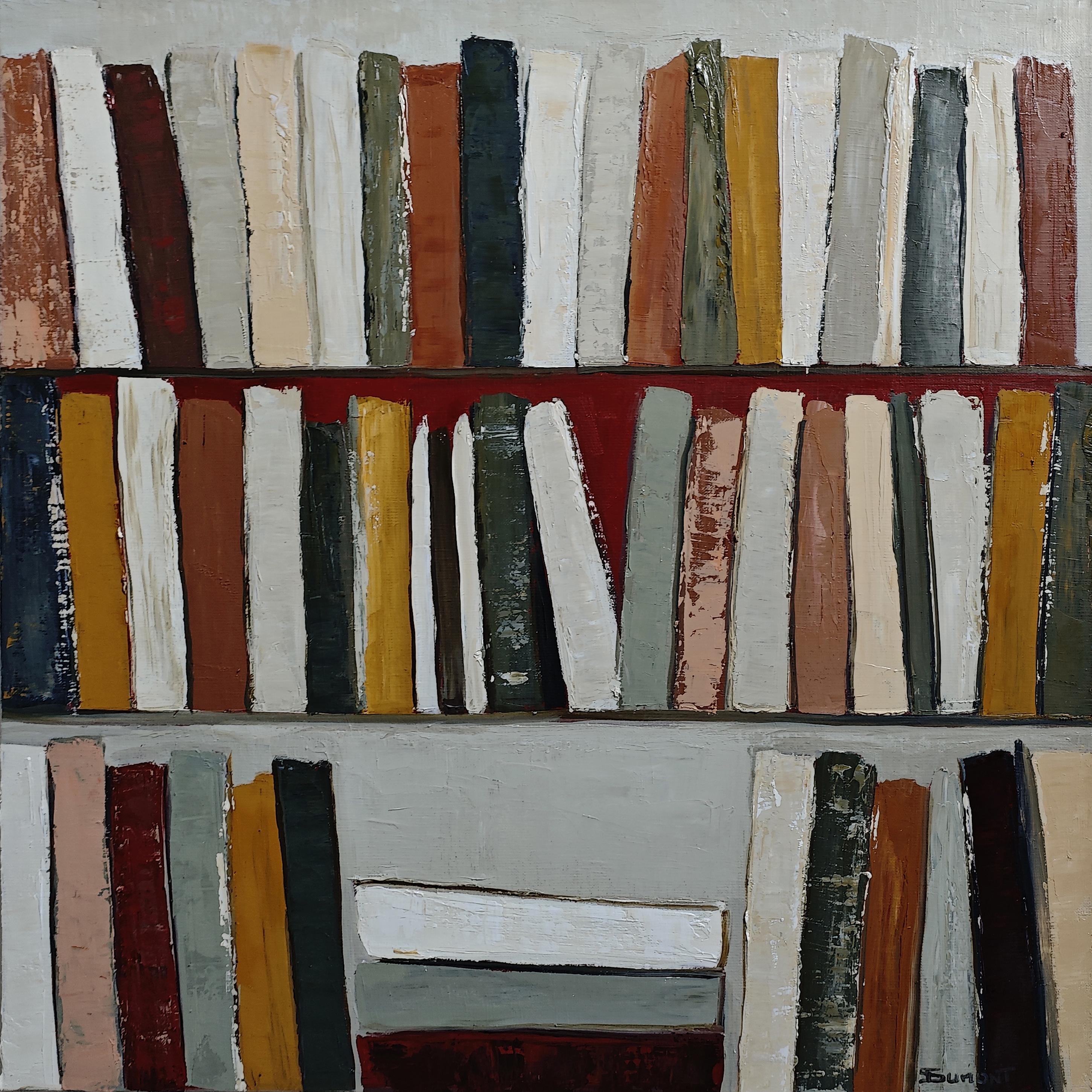 Ode aux livres, Biblioteca astratta, Colori, Contemporaneo geometrico, Olio, Francese - Painting Espressionismo astratto di SOPHIE DUMONT