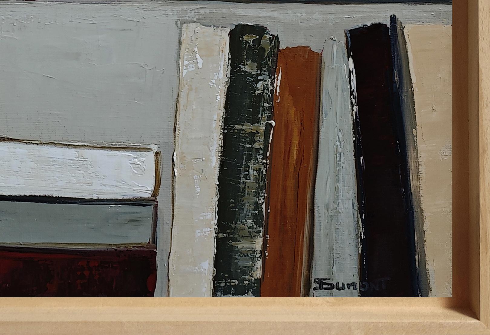 Ode aux livres, Biblioteca astratta, Colori, Contemporaneo geometrico, Olio, Francese 2