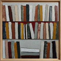 Ode aux livres, Biblioteca astratta, Colori, Contemporaneo geometrico, Olio, Francese