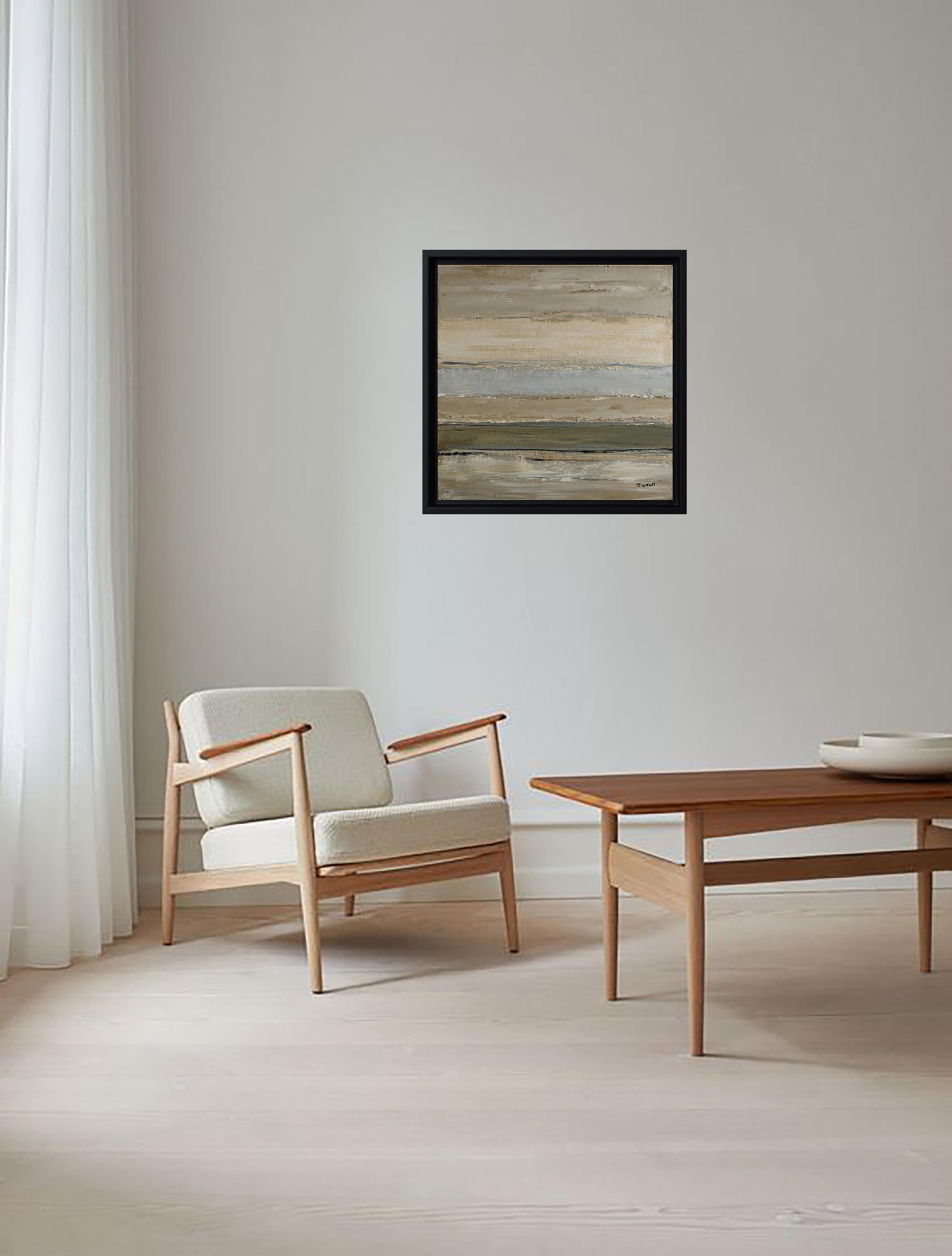 Ombres Littorales – Textured Abstract Coastal Landscape Oil Painting minimalism For Sale 7