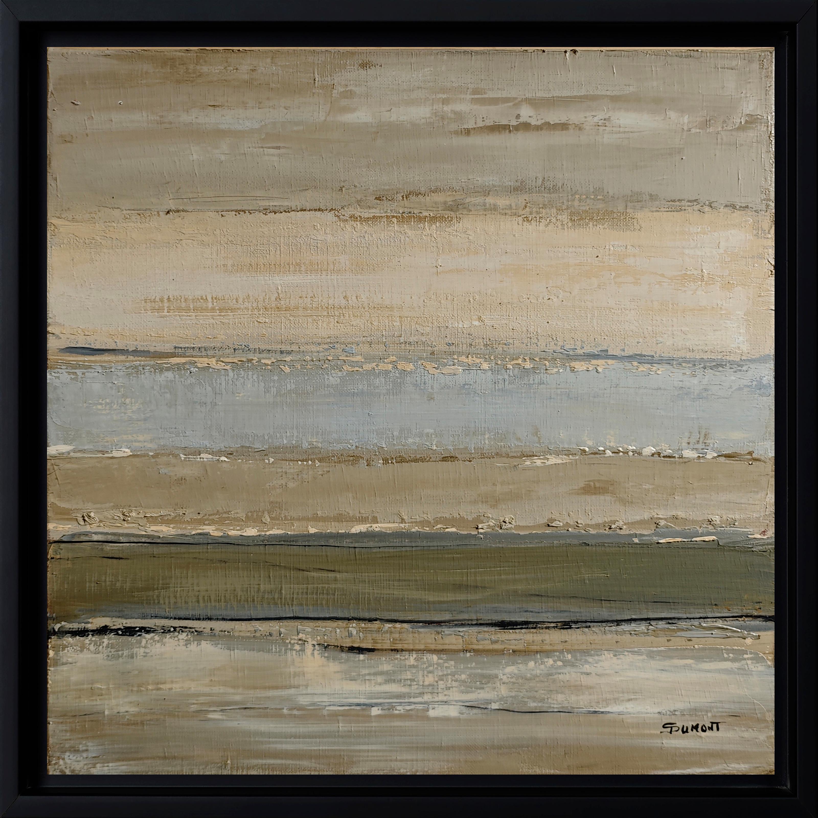 Ombres Littorales – Textured Abstract Coastal Landscape Oil Painting minimalism For Sale 8