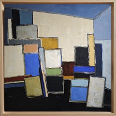 Orchestration d'atelier- Pintura al óleo con textura, Geométrica, Estudio de artista, Francés