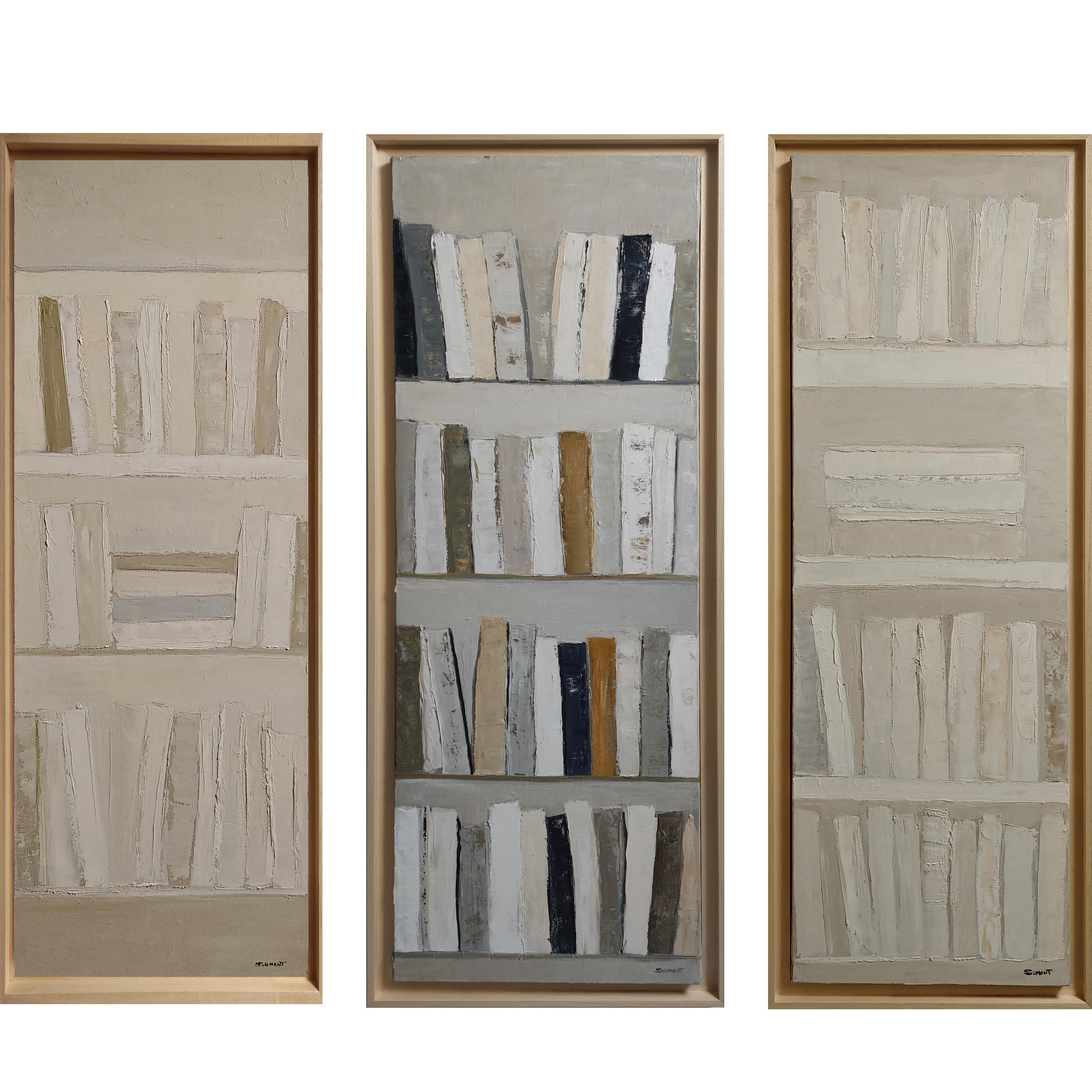 Pagine, Trittico, Astratto, Biblioteca, Libri, Espressionismo, Texture, Contemporaneo in vendita 9