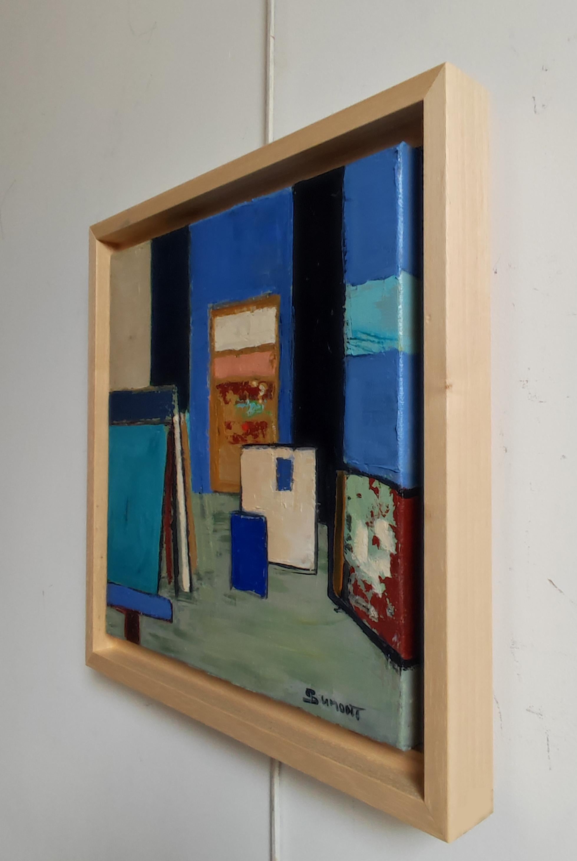 Palette d'atelier, Still life, Abstract studio, Expressionism, French artist - Abstract Expressionist Painting by SOPHIE DUMONT