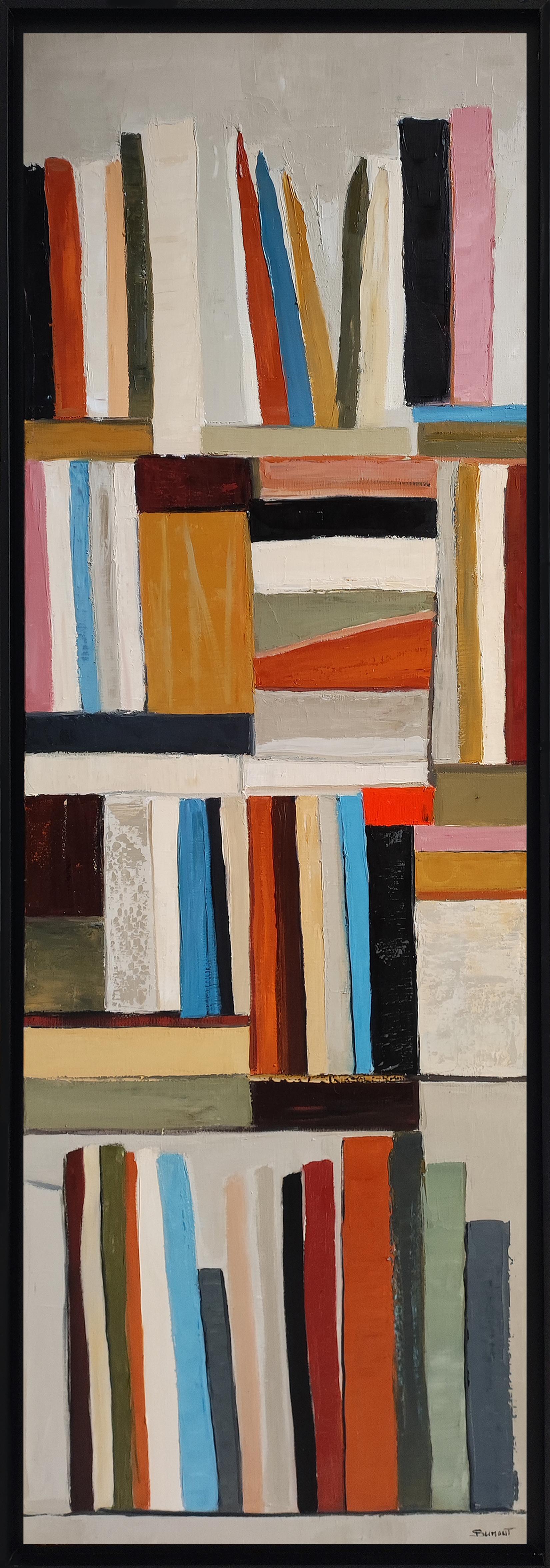 SOPHIE DUMONT Still-Life Painting - Palette de pensées, Abstract, Black Library, Expressionism Contemporary, Oil