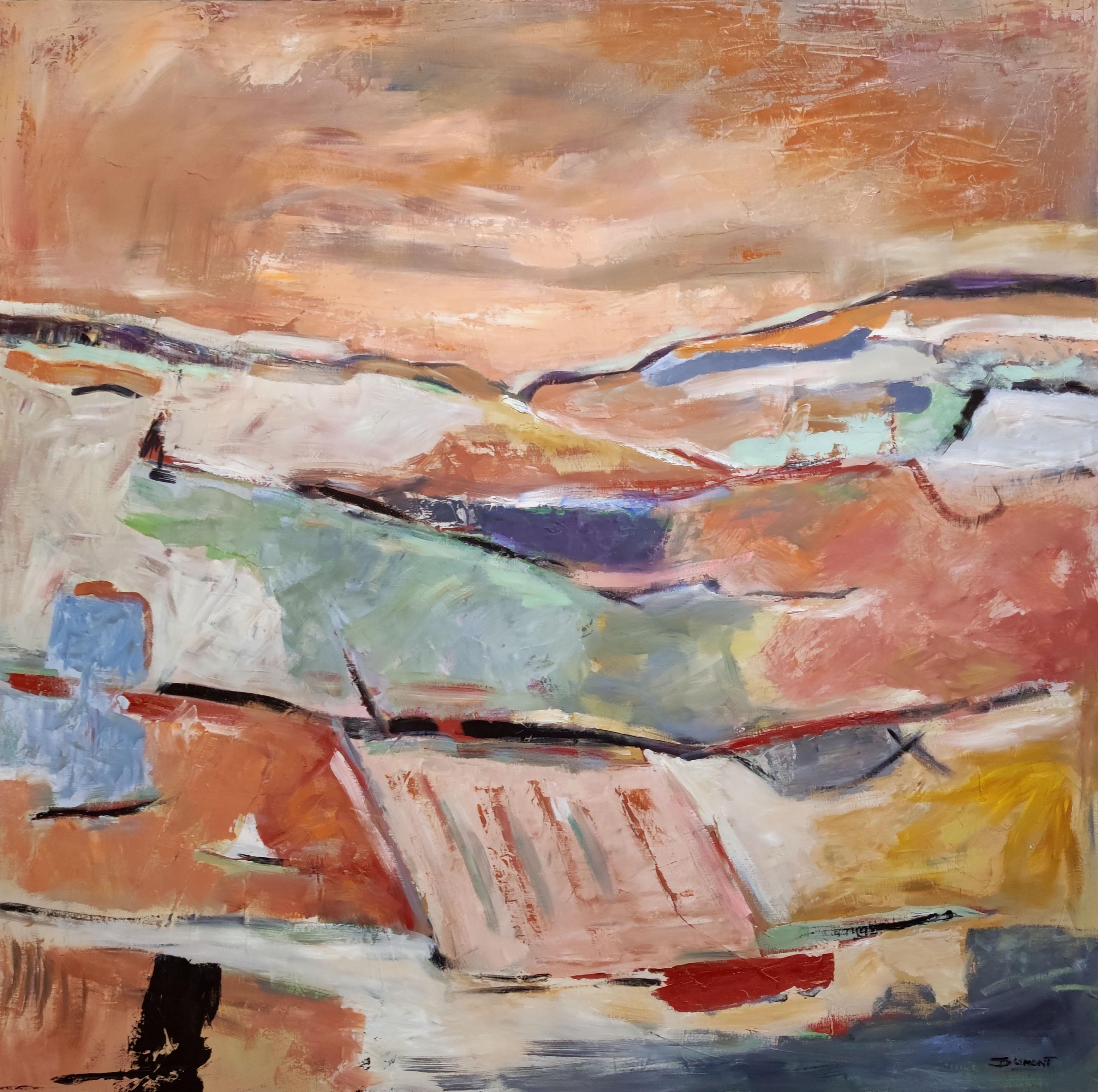  panorama, abstract landscape; expressionism, contempory art - Painting by SOPHIE DUMONT