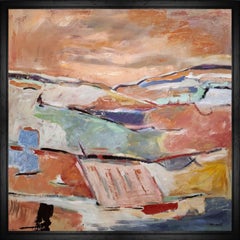  Panorama, Abstrakte Landschaft, Orange, Expressionismus, Zeitgenössische Kunst, Groß