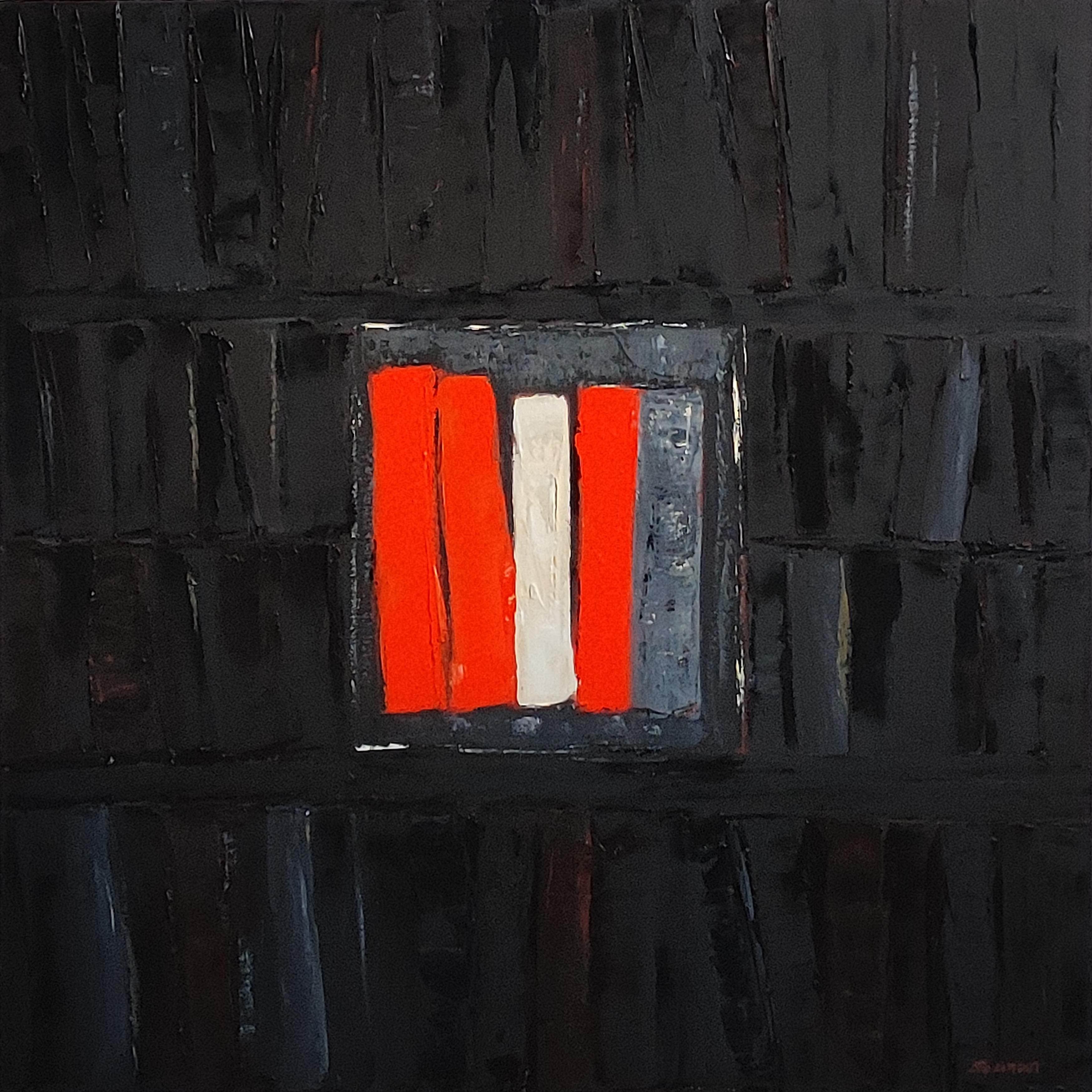 passion litteraire, oil, black red abstract; library, contempory art, minimalism For Sale 6