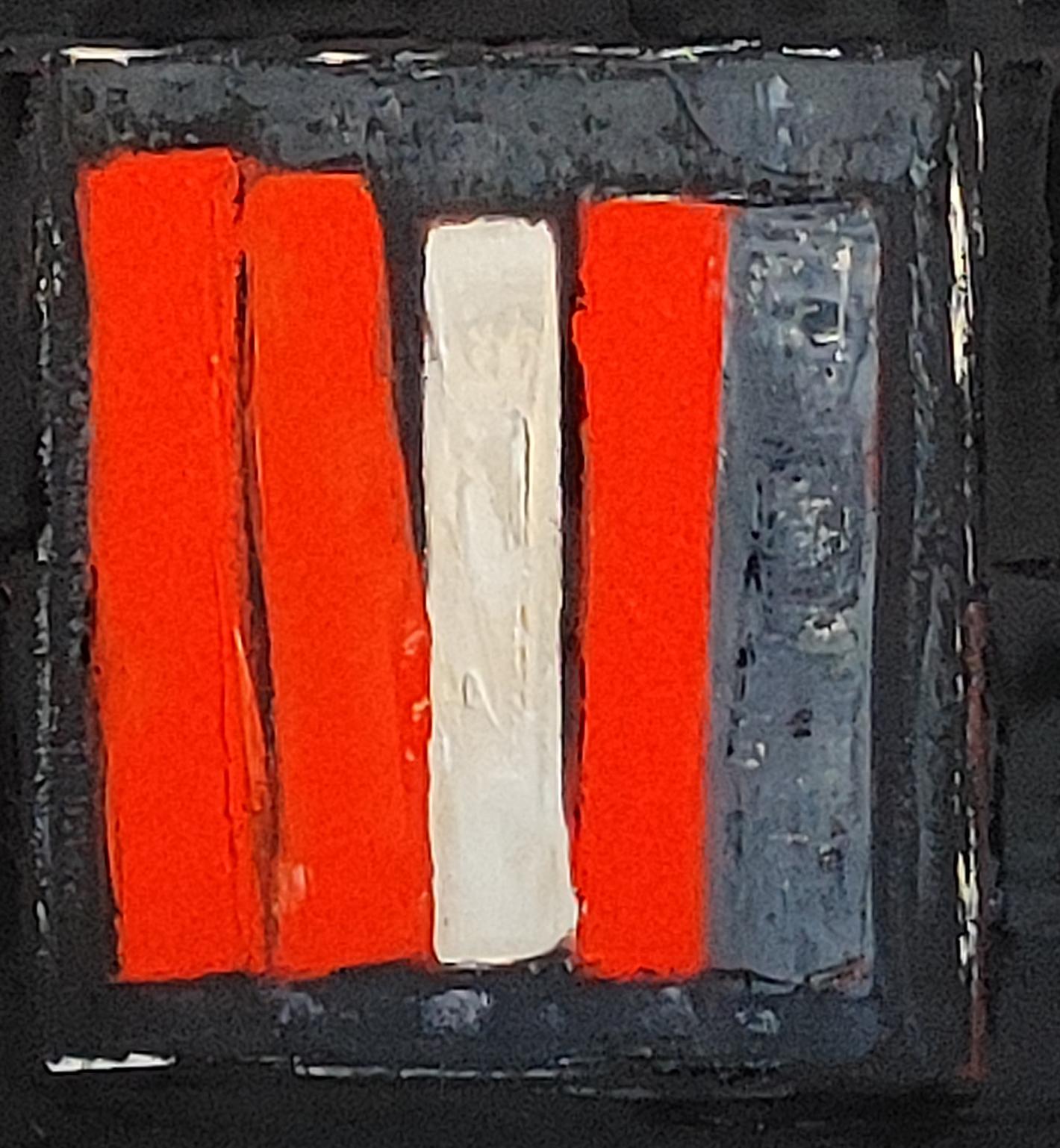 passion litteraire, oil, black red abstract; library, contempory art, minimalism - Black Still-Life Painting by SOPHIE DUMONT