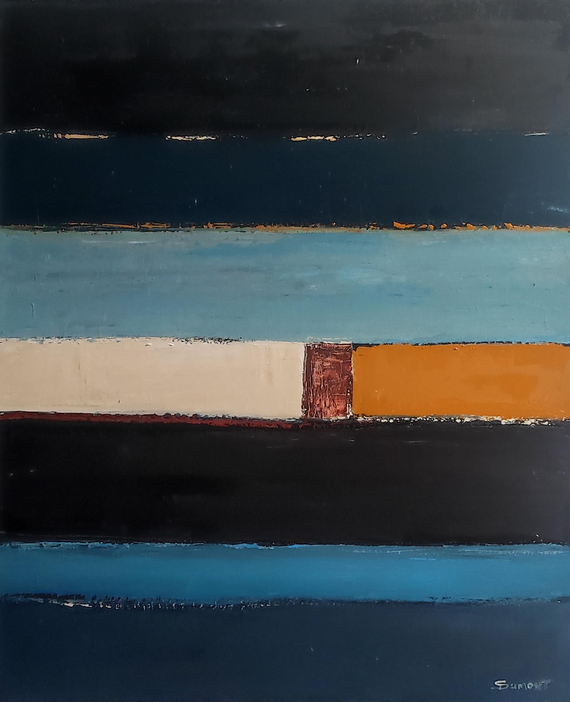 Paysage de l'âme, Paesaggio astratto, Contemporaneo, Moderno,  Minimalismo, blu in vendita 4