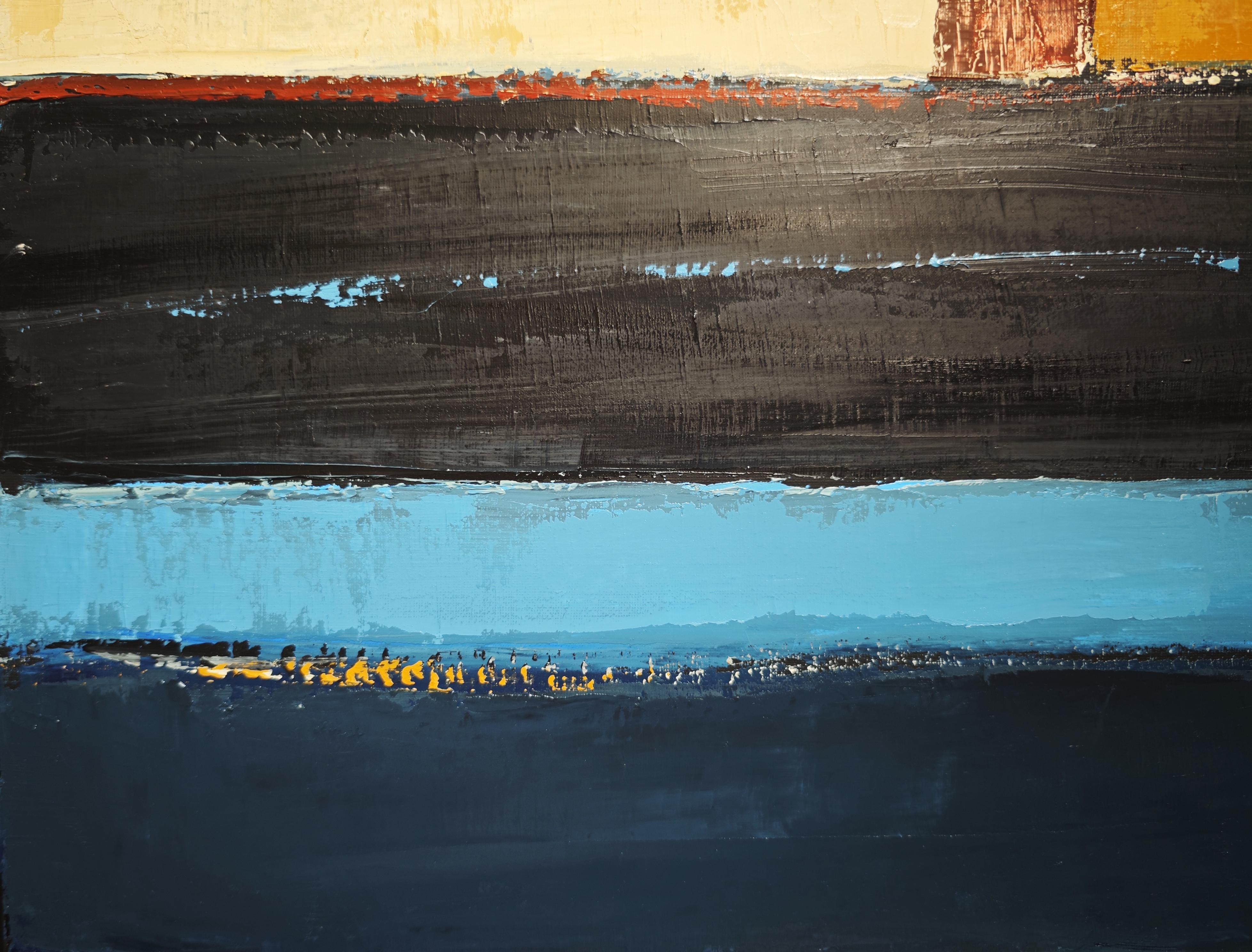 Paysage de l'âme, Abstrakte Landschaft, Contemporary, Modern,  Minimalismus, blau im Angebot 6