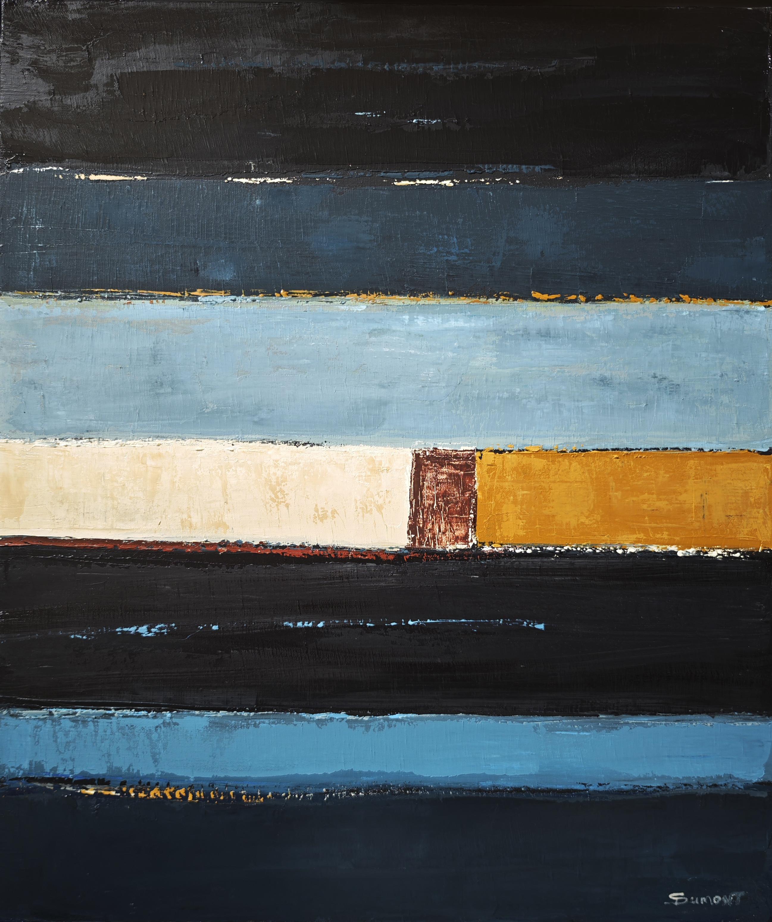 Paysage de l'âme, Abstrakte Landschaft, Contemporary, Modern,  Minimalismus, blau im Angebot 8