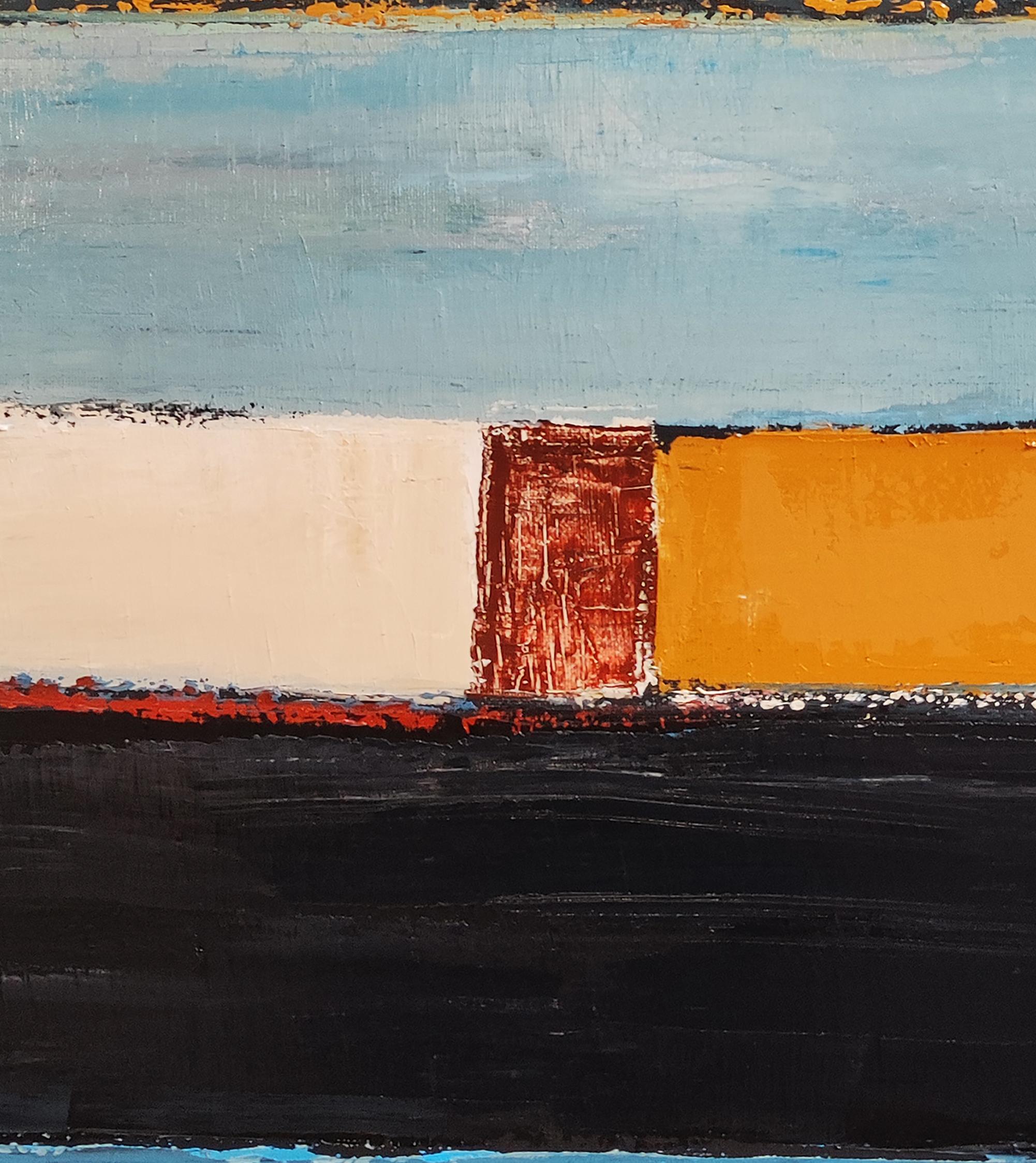 Paysage de l'âme, Paesaggio astratto, Contemporaneo, Moderno,  Minimalismo, blu - Painting Espressionismo astratto di SOPHIE DUMONT