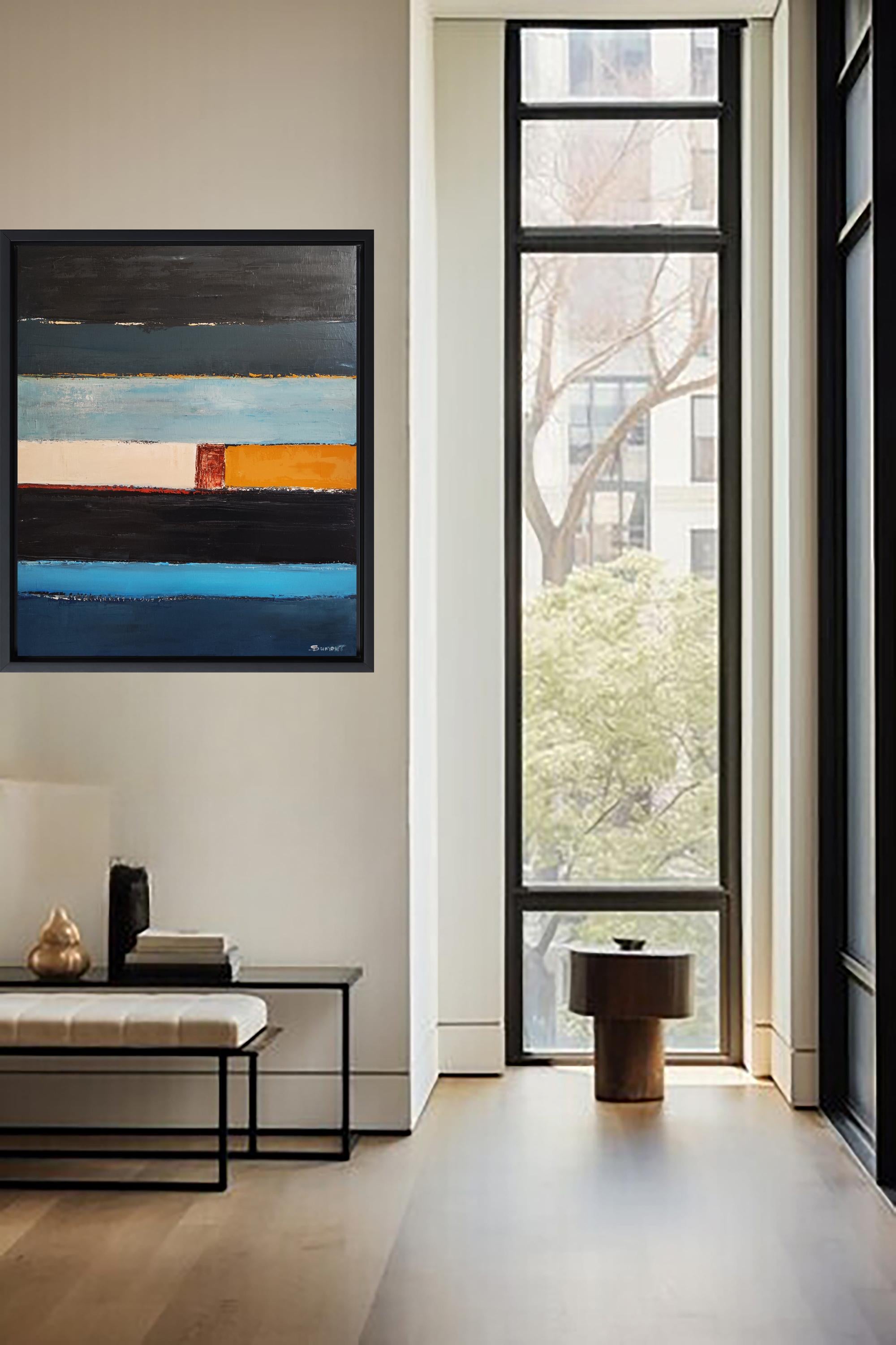 Paysage de l'âme, Paesaggio astratto, Contemporaneo, Moderno,  Minimalismo, blu in vendita 1