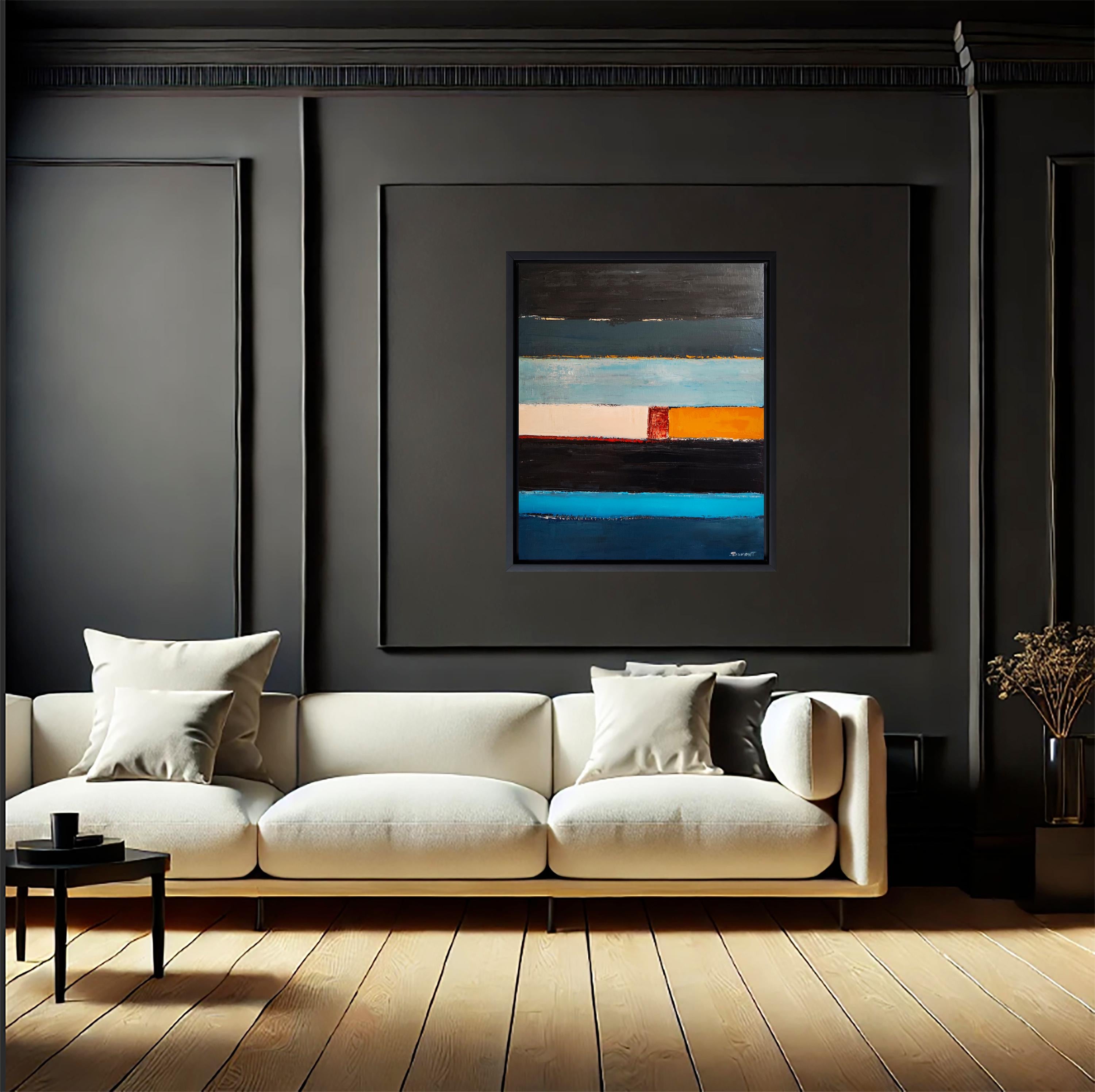 Paysage de l'âme, Paesaggio astratto, Contemporaneo, Moderno,  Minimalismo, blu in vendita 2