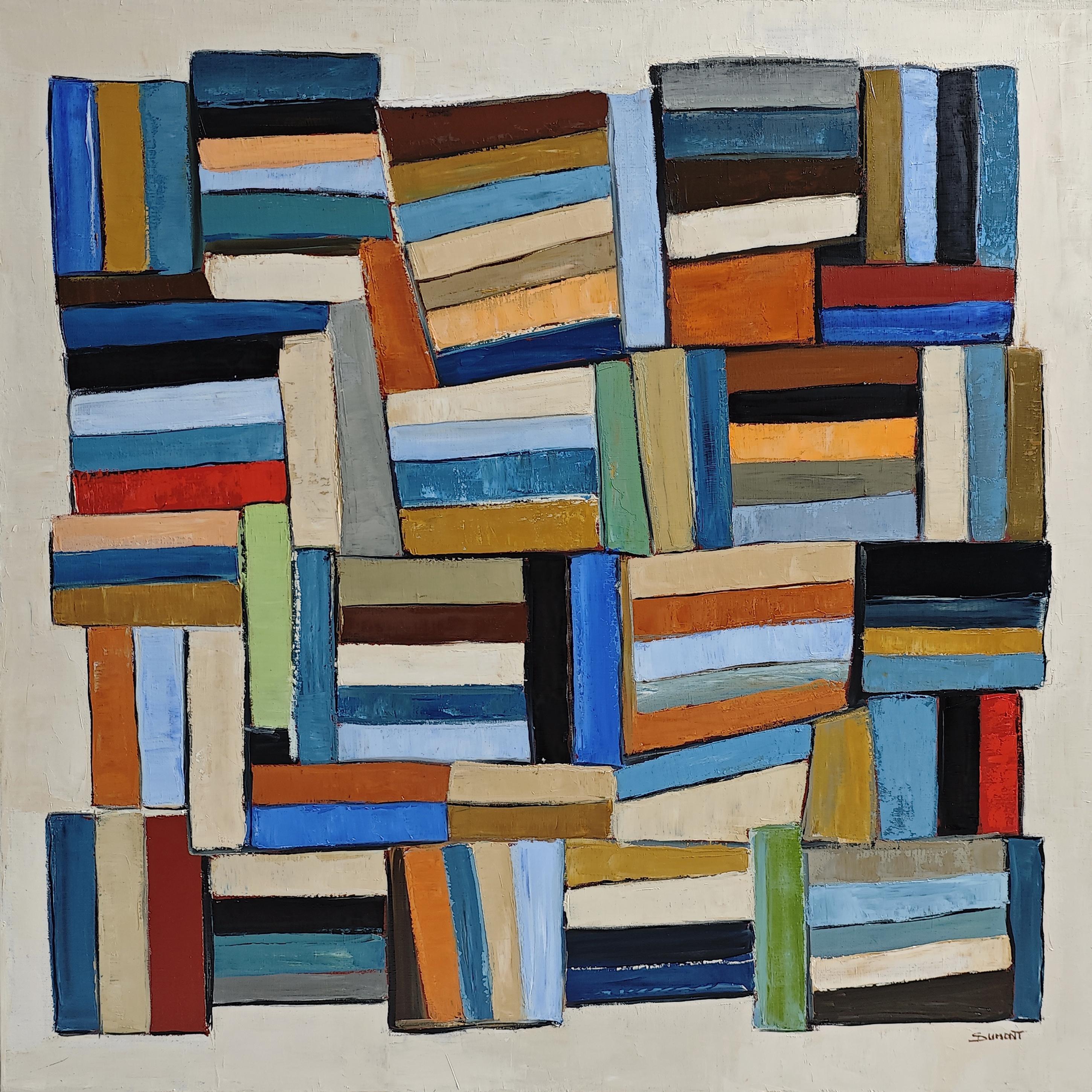 Pensees entrelacees- Large Abstract Library – Oil on linen canvas –Contemporary For Sale 1