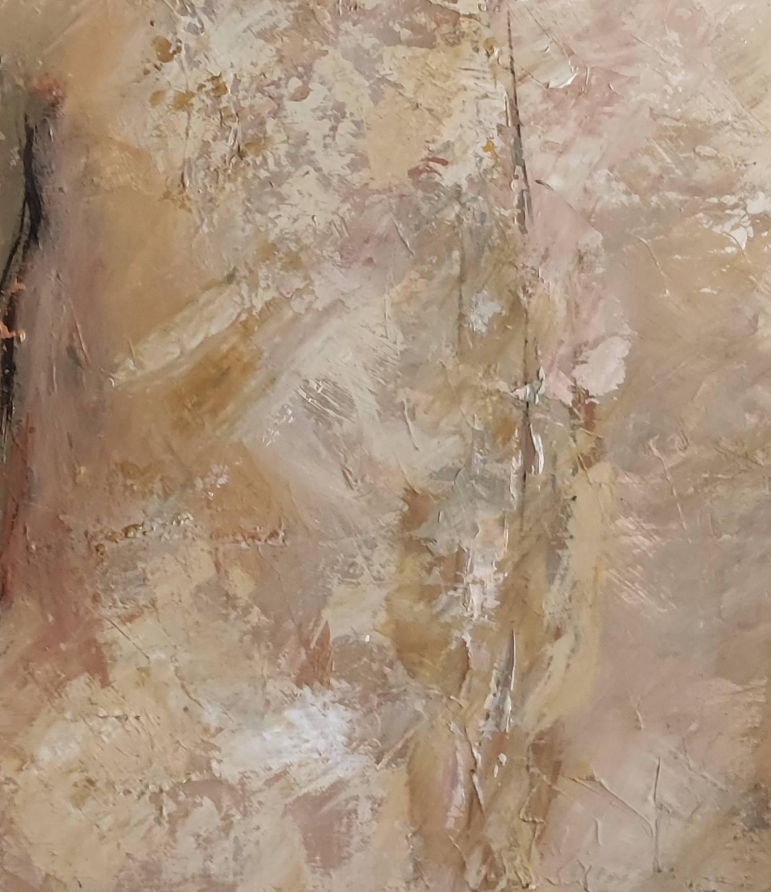 secrets thoughts, nude woman, figurative modern, oil on canvas, textured, France For Sale 3