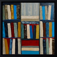 Philosophy, Abstract library, textured oil painting, French artist